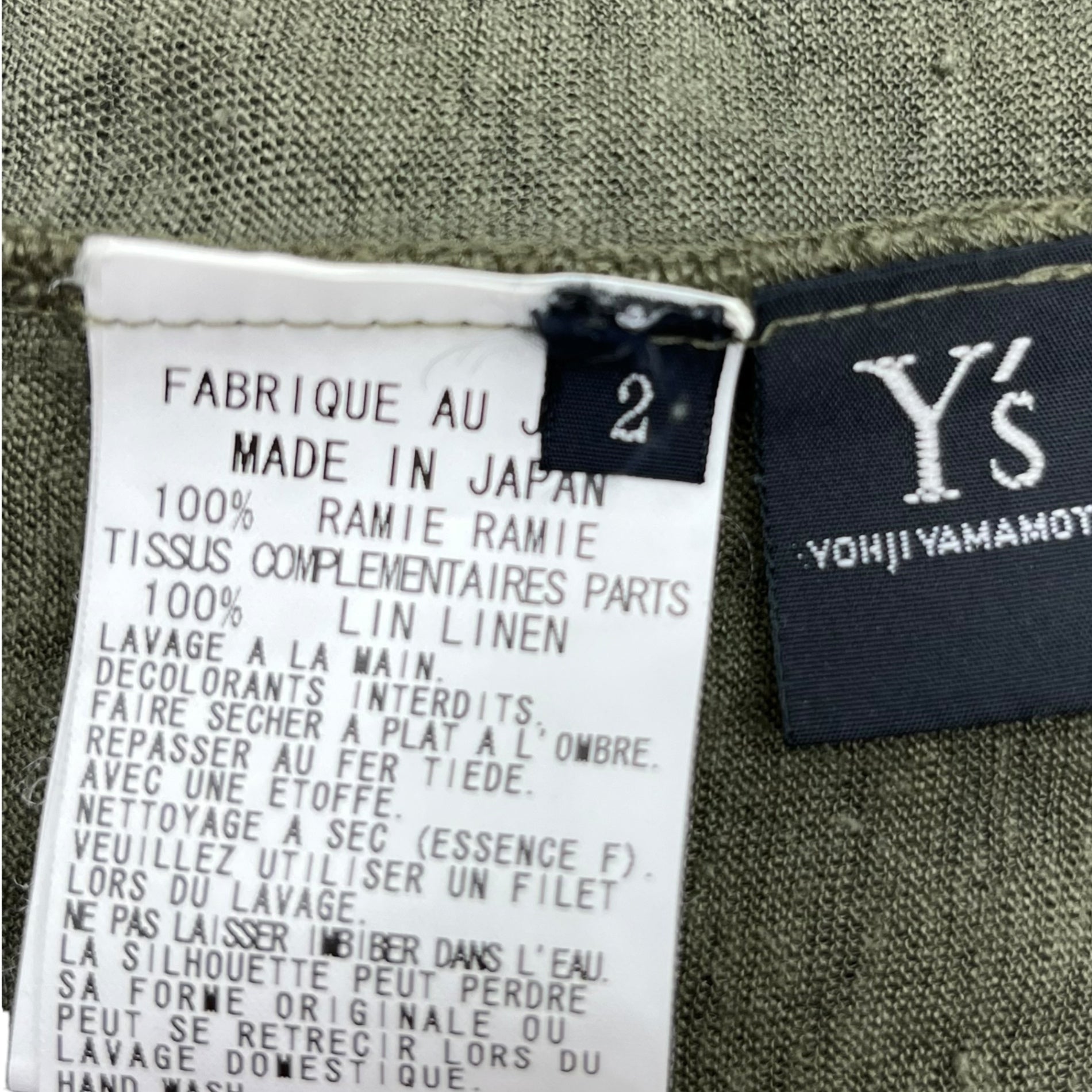 Y's(ワイズ) Layered type linen cardigan レイヤードタイプ リネン カーディガン YP-T32-866 S カーキ