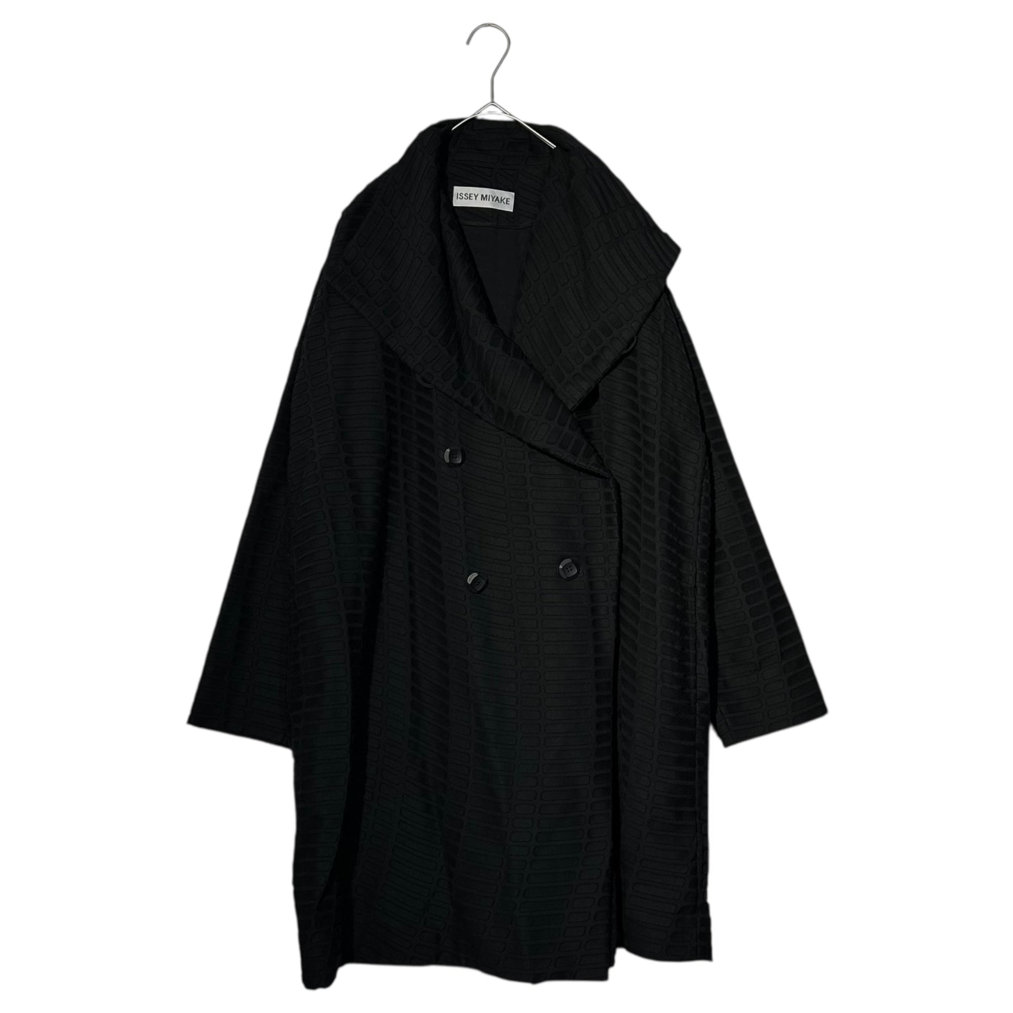 ISSEY MIYAKE(イッセイミヤケ) 17AW Wave Pattern Double Polyester Coat ウェーブ パターン ダブル ポリエステル コート IM74FD515 2(M程度) ブラック コレクション着用モデル メンズ着用可