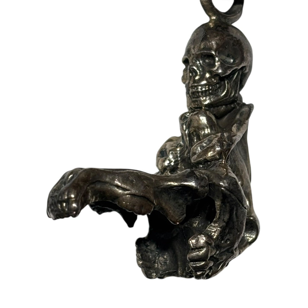 CHROME HEARTS(クロムハーツ) FOTI BUFORD & LEATHER BRAID フォティ ビュフォード スカル ペンダント & レザー ブレード 革紐 シルバー×ブラック コラボ