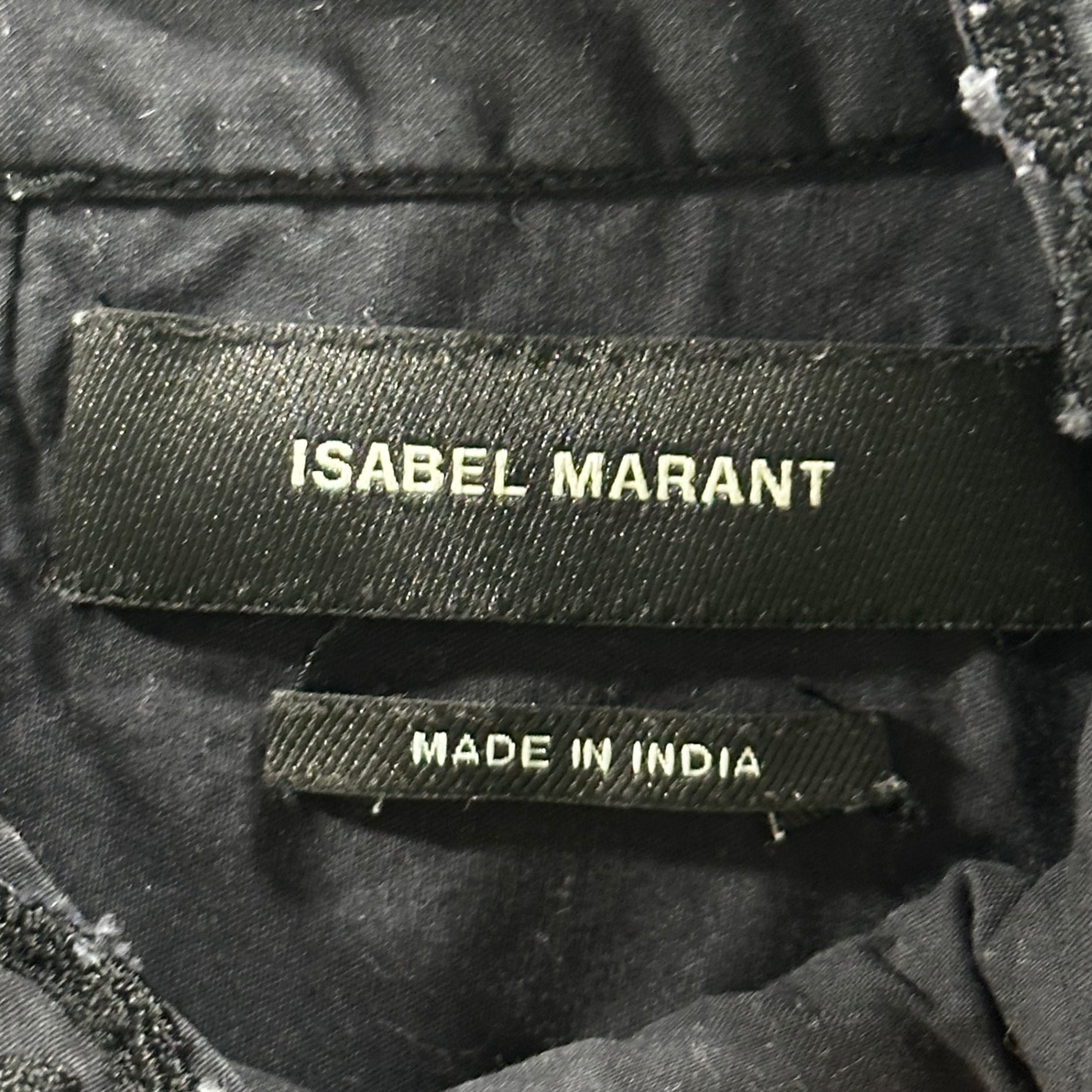 ISABEL MARANT(イザベルマラン) Ethnic Embroidered Stand Collar Cotton Dress エスニック 刺繍 スタンドカラー コットン ワンピース 36(S程度) ブラック サイドポケット