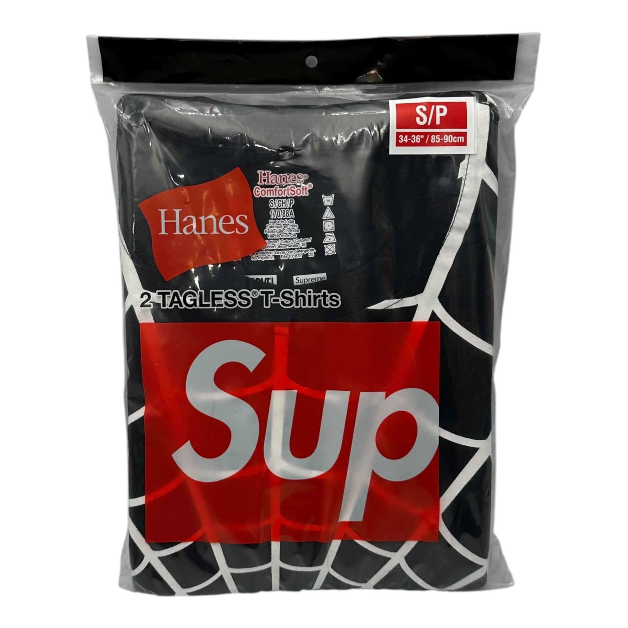 SUPREME(シュプリーム) 2026SS Hanes Spider-Man Tagless Tees (2 Pack) ヘインズ スパイダーマン パック Tシャツ S ブラック
