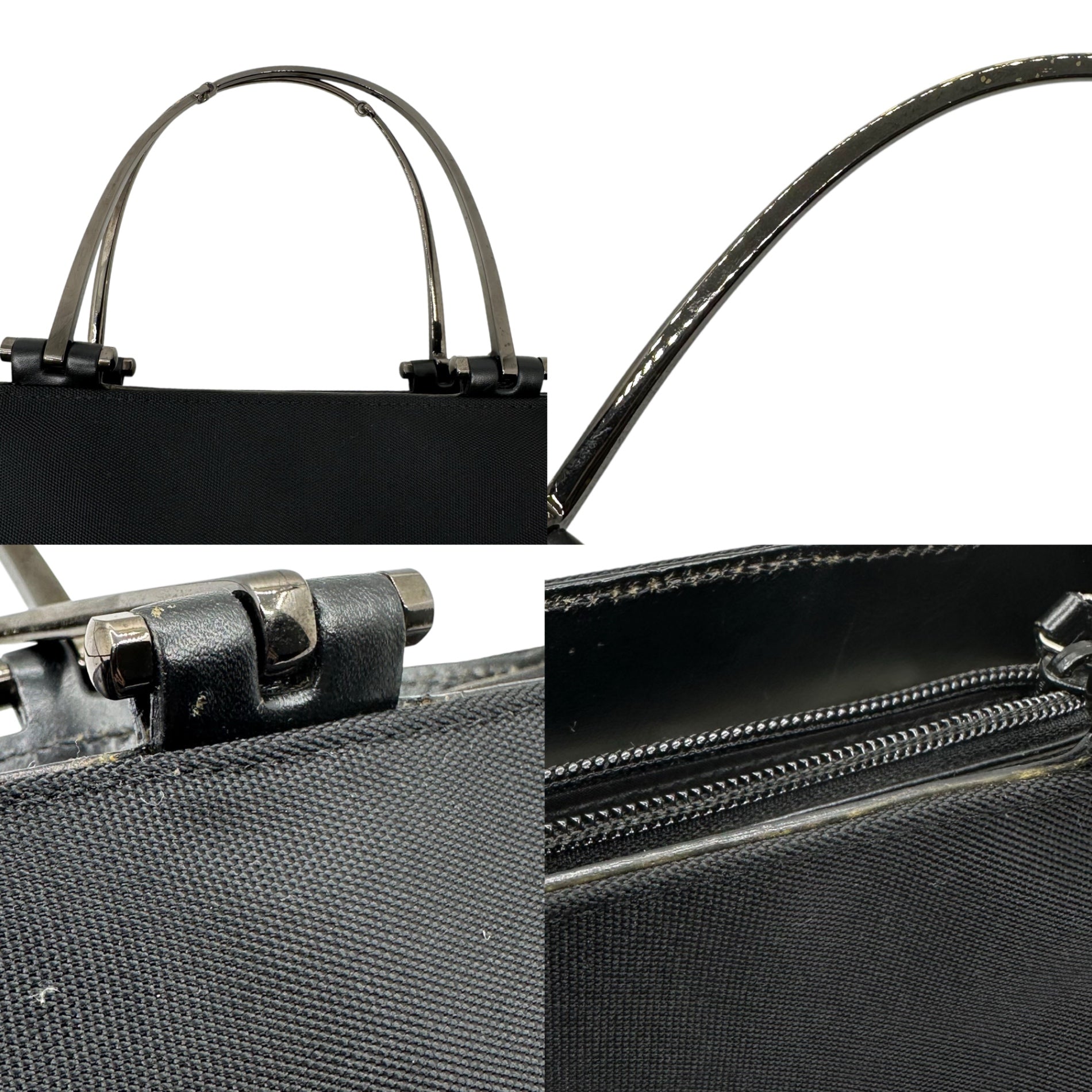 GUCCI(グッチ) Hose Bits Metal handle nylon hand bag ホース ビット メタル ハンドル ナイロン ハンド バッグ 002-1025 ブラック OLD 鞄
