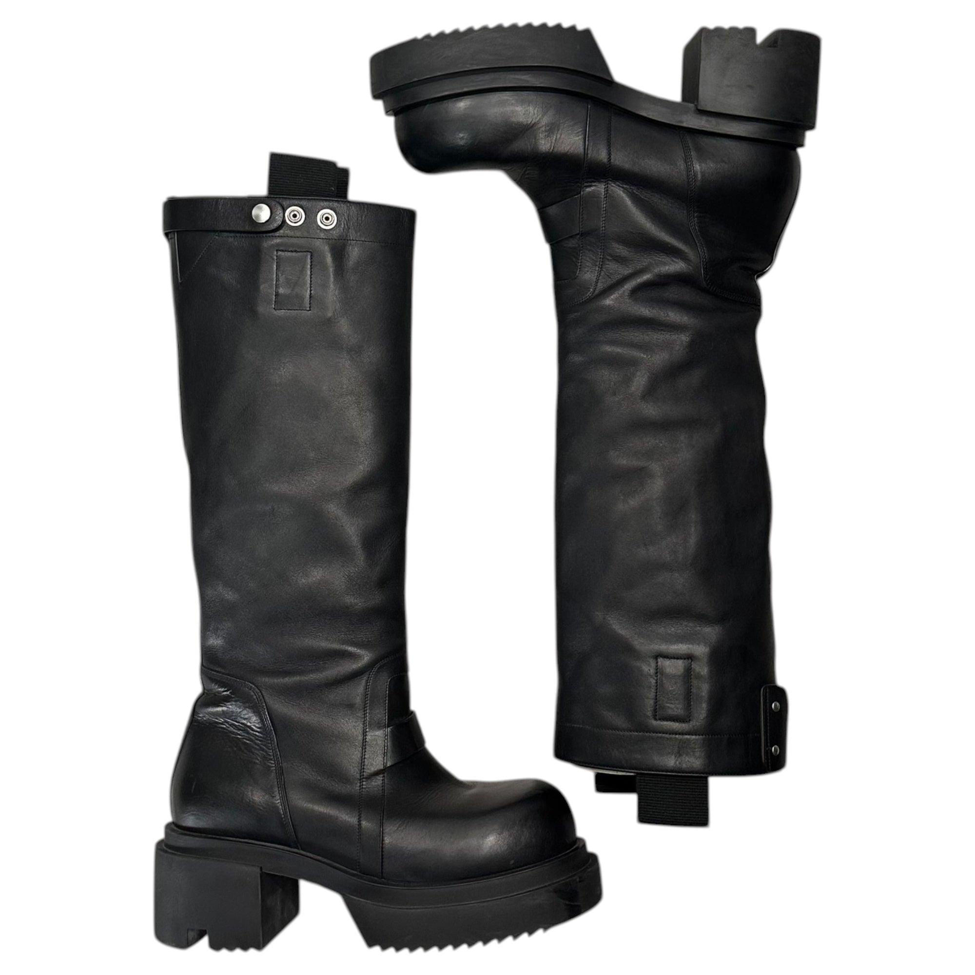 Rick Owens(リックオウエンス) 24AW Knee Pull On Bogun Tall Boots ニー プルオン ボーガン トール ブーツ RU02D6834 LOO 44(約28.5cm〜29.0cm) ブラック ロング レザー
