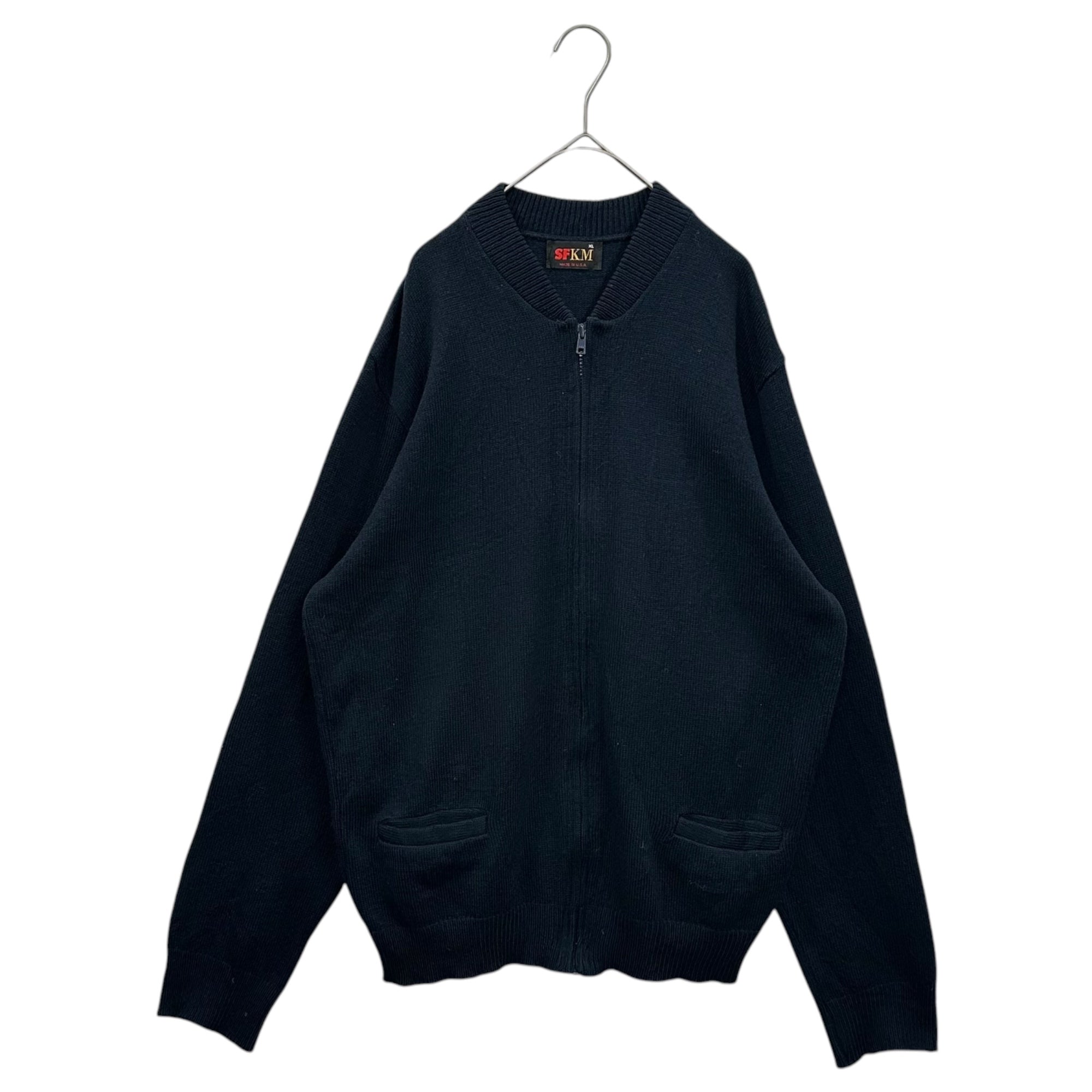 VINTAGE(ヴィンテージ) 90's SFKM Full-Zip Acrylic Knit Cardigan 90年代 フリジップ アクリル ニット カーディガン XL ネイビー MADE IN USA