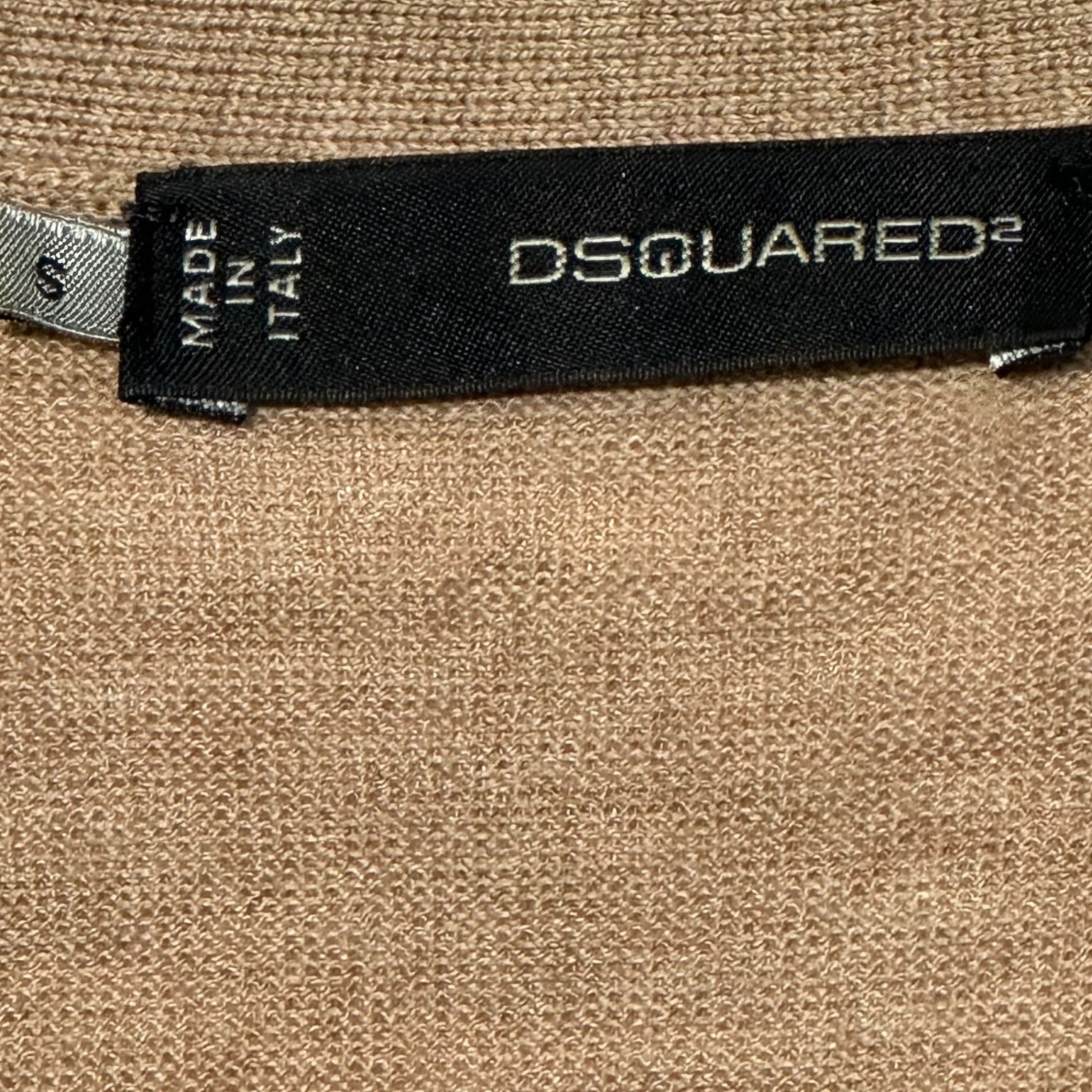 DSQUARED2(ディースクエアード) Camouflage Nylon-Blend Wool Knit Cardigan カモフラ ナイロン 切替 ウール ニット カーディガン S74HA0494 S カーキ×オレンジ×ベージュ