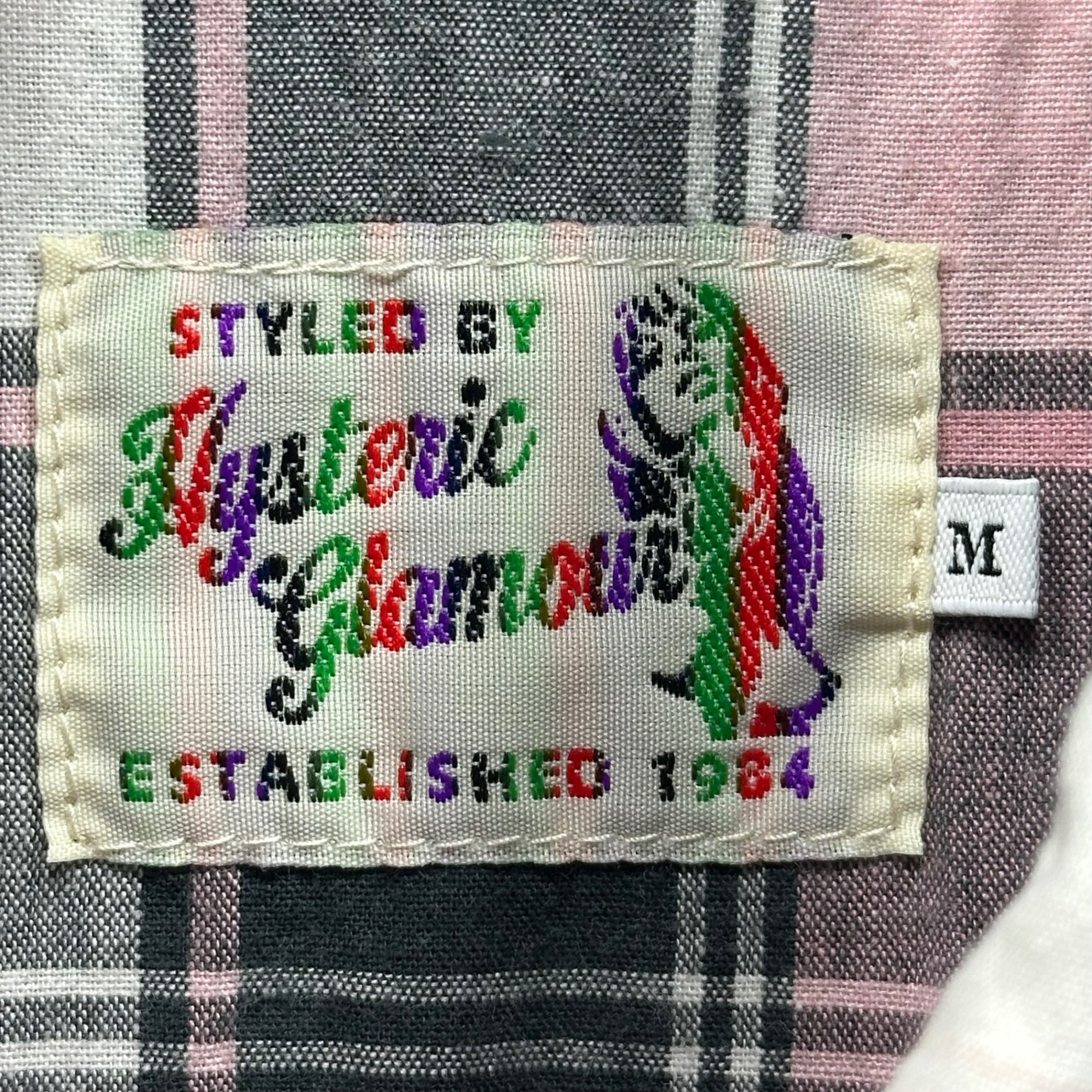 HYSTERIC GLAMOUR(ヒステリックグラマー) Devil Embroidered Check Shirt デビル 刺繍 チェック シャツ 02171AH03 M ピンク×グレー