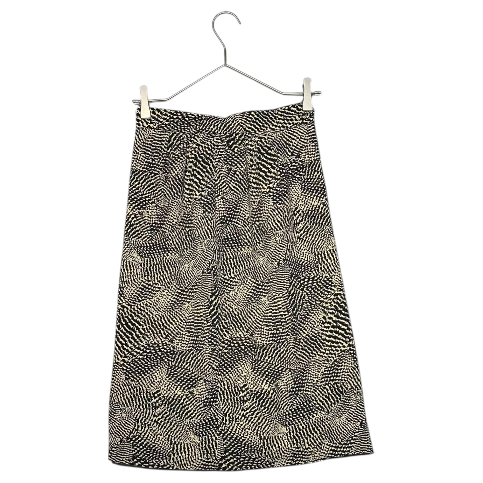 YVES SAINT LAURENT(イヴサンローラン) Open-collar all-over print blouse オープンカラー 総柄 ブラウス スカート セットアップ HTA64-681 TOP:34(XS程度) BOTTOM:36(S程度) ベージュ×ブラック