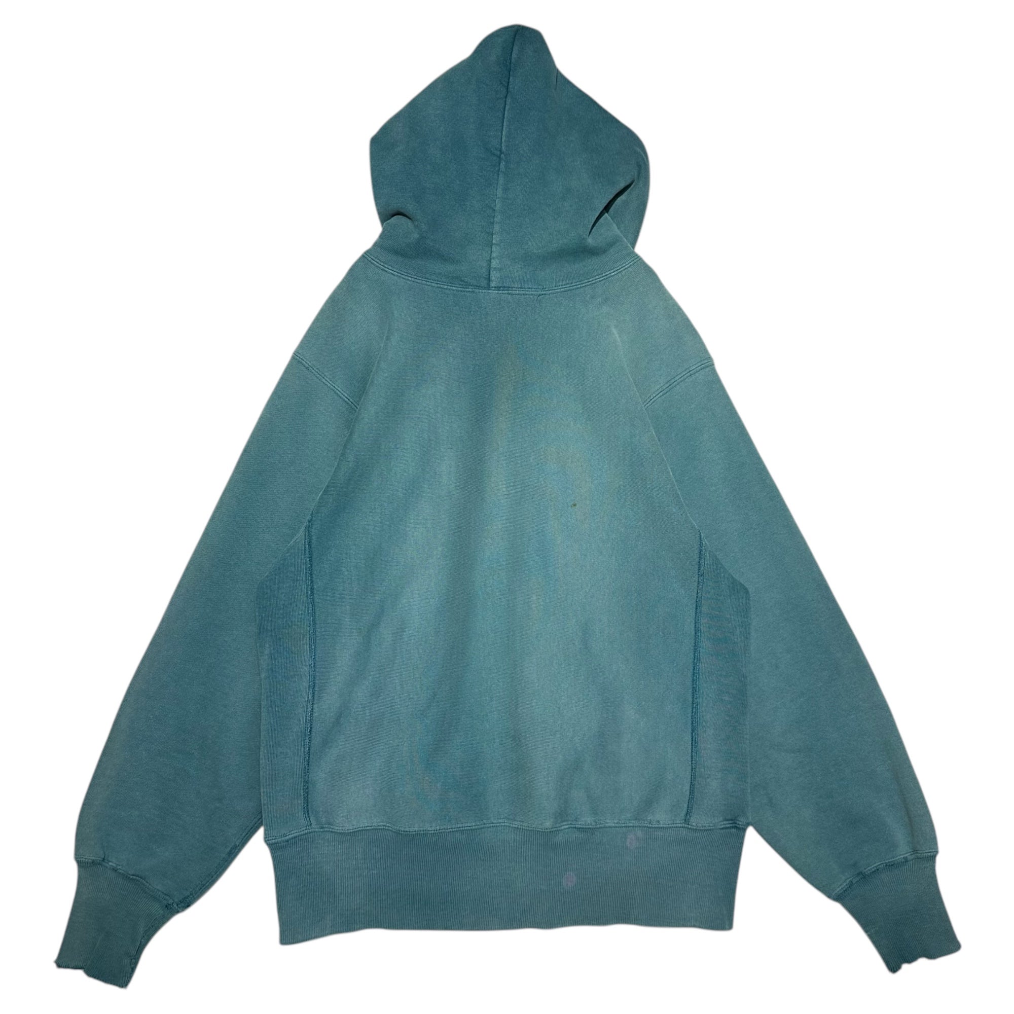 Champion(チャンピオン) 90's Reverse Weave Fade Blue Pullover Hoodie Parka 90年代 リバースウィーブ フェードブルー プルオーバー フーディー パーカー M(実寸M~L程度) フェードブルー(ターコイズに近い) ヴィンテージ