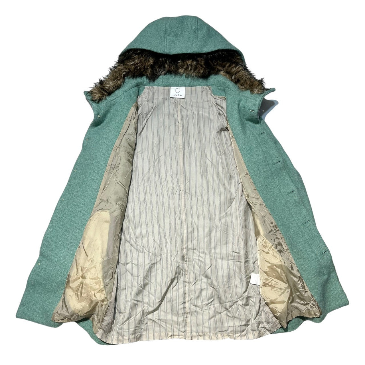 ohta(オオタ) フェイクファー装飾フーデッドコート SIZE MS グリーン×ブラウン