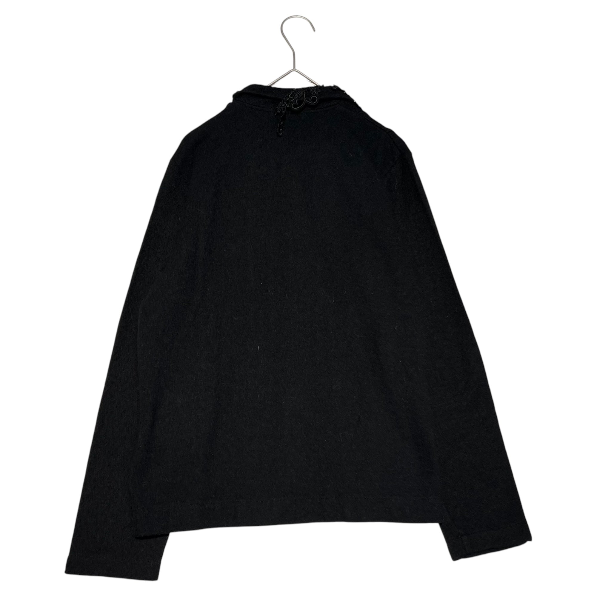 tricot COMME des GARCONS(トリココムデギャルソン) 02AW Flower lace collar knit striped shirt フラワー レース カラー ニット ストライプ シャツ TH-T023 表記無し(M程度) ブラック カーディガン AD2002