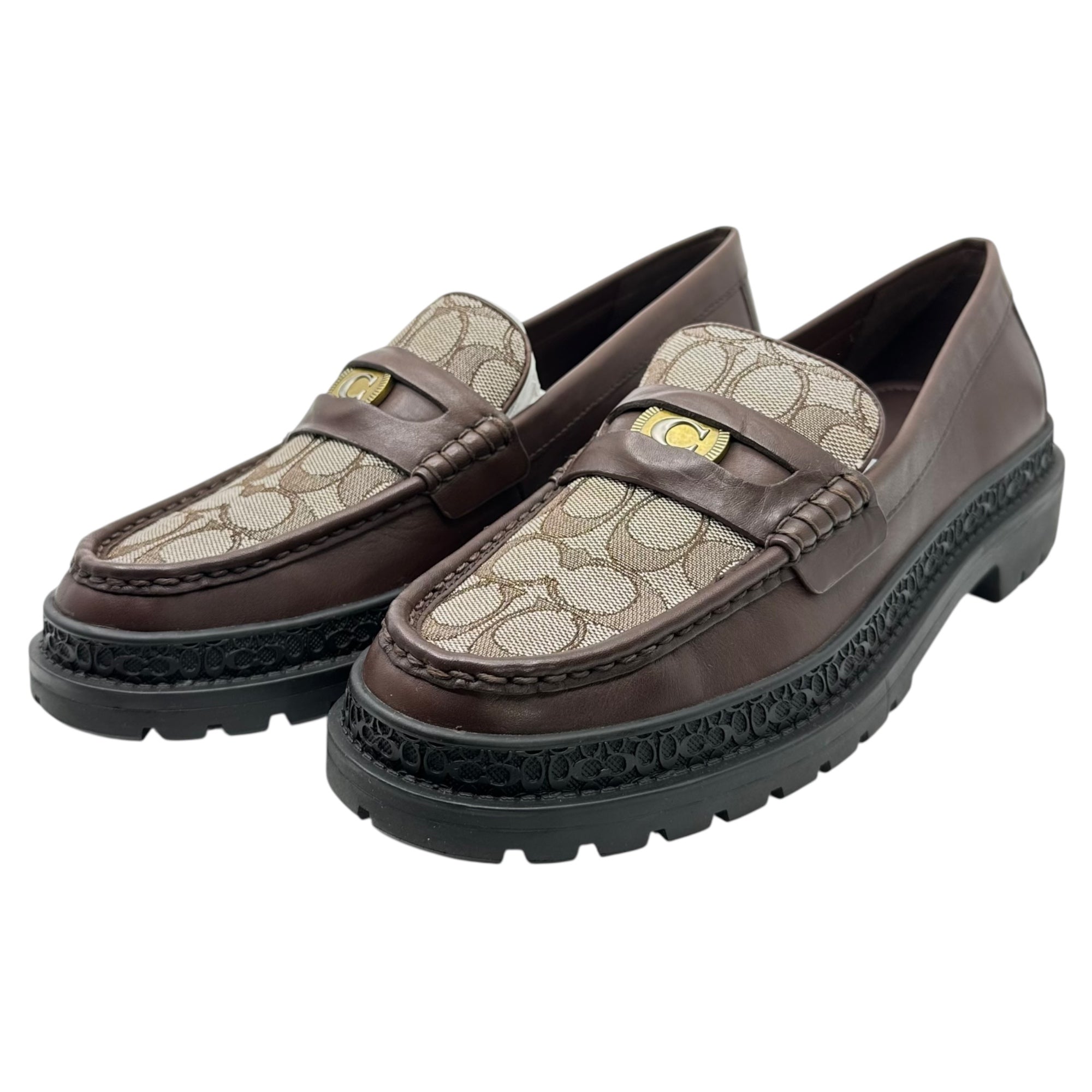COACH(コーチ) 23AW Signature Coin Loafer - Jacquard シグネチャー コイン ローファー - ジャカード CC833 8.5(26.5cm程度) ブラウン 革靴 レザー シューズ 箱付