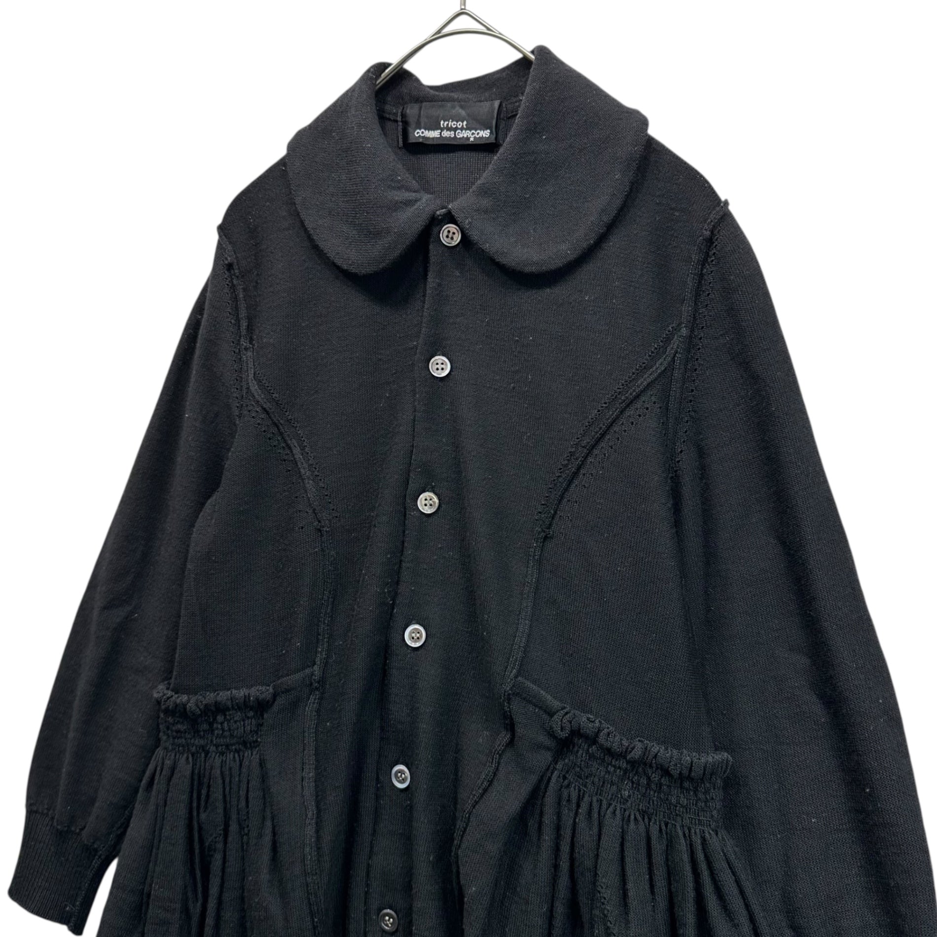 tricot COMME des GARCONS(トリココムデギャルソン) 08SS Round-Neck Flare Silhouette Wool Cardigan 丸襟 フレア シルエット ウール カーディガン TA-N009 FREE ブラック AD2007