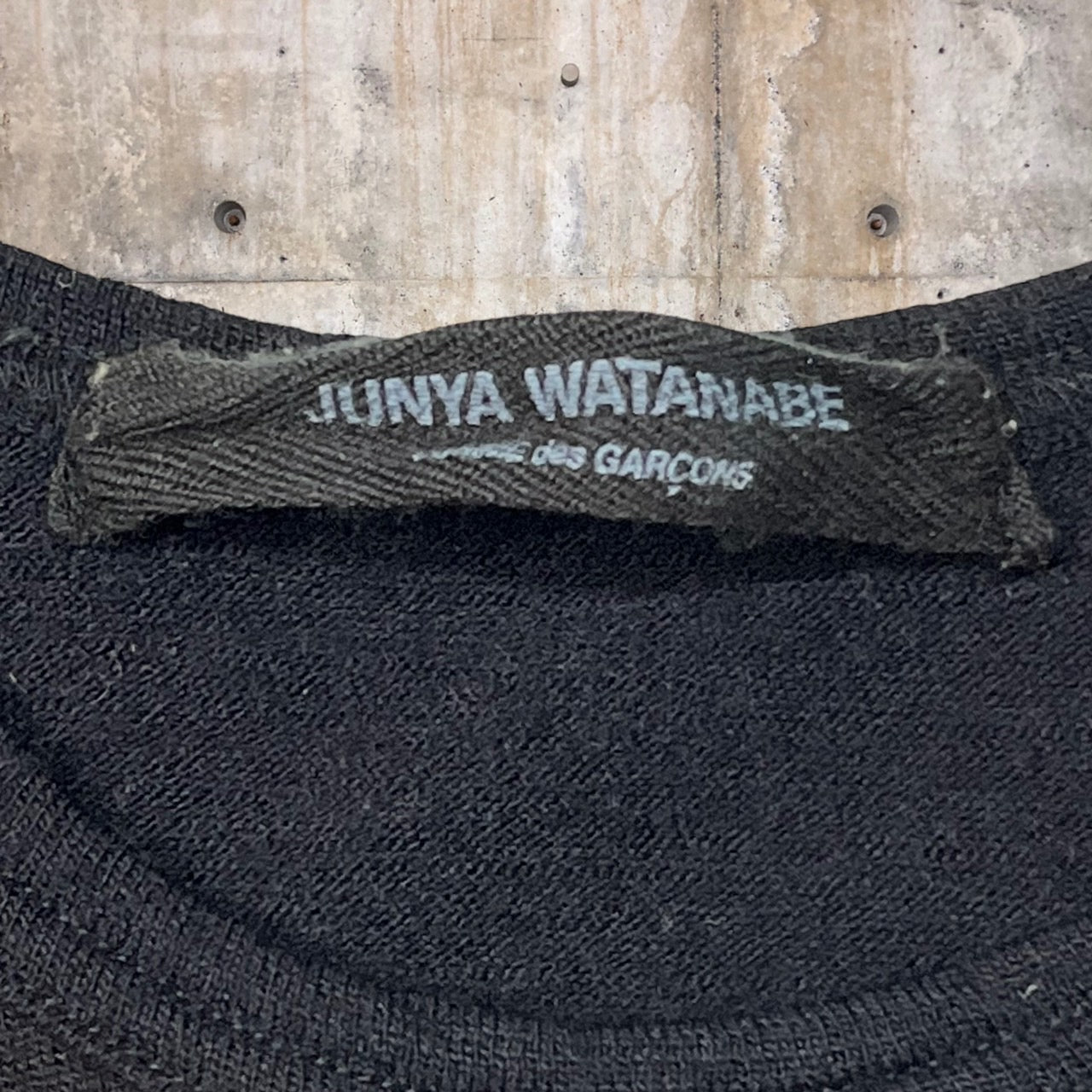 COMME des GARCONS JUNYA WATANABE(コムデギャルソンジュンヤワタナベ) 02AW patchwork wool full cut and sew/パッチワークウール縮絨後染めカットソー JG-T016 FREE ブラック AD2002 最初期