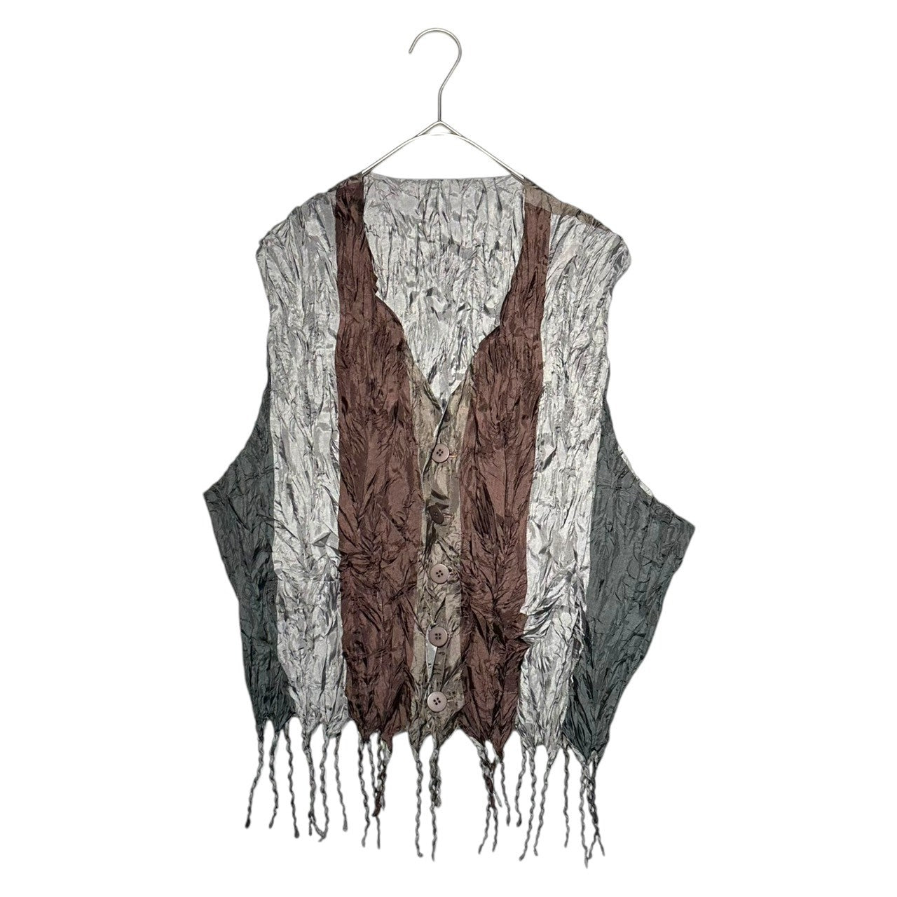 ISSEY MIYAKE(イッセイミヤケ) 06SS Fringe pleated vest フリンジ プリーツ ベスト IM61-FE701 M グレー ジレ