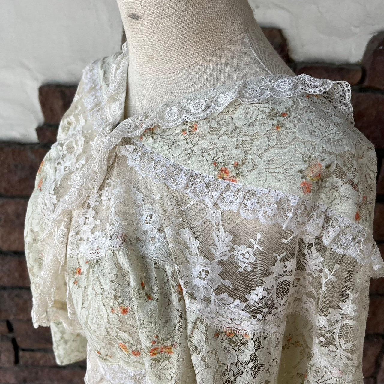 VINTAGE(ヴィンテージ) 80~90's flower print all lace blouse フラワープリント 総レース ブラウス SIZE FREE アイボリー