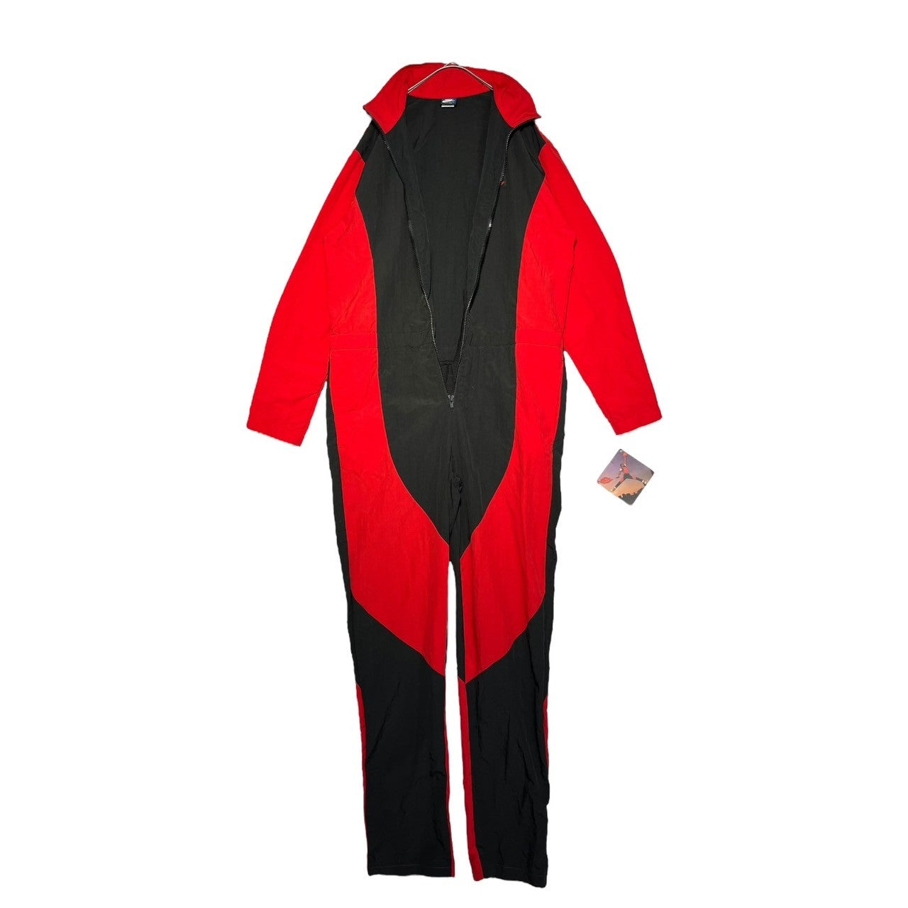 NIKE(ナイキ) 80's AIR JORDAN nylon jumpsuit ジョーダン ナイロン ジャンプスーツ 500KML-8/85 M ブラック×レッド 80年代 紺タグ ヴィンテージ デッドストック USA製 ブルズ マイケル ジョーダン