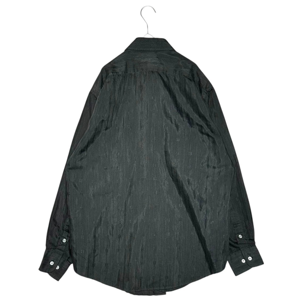 GIVENCHY(ジバンシィ) 90's Logo Sheer L/S Shirt ロゴ 総柄 シアー 長袖 シャツ 16(L程度) ブラック 90年代 ヴィンテージ