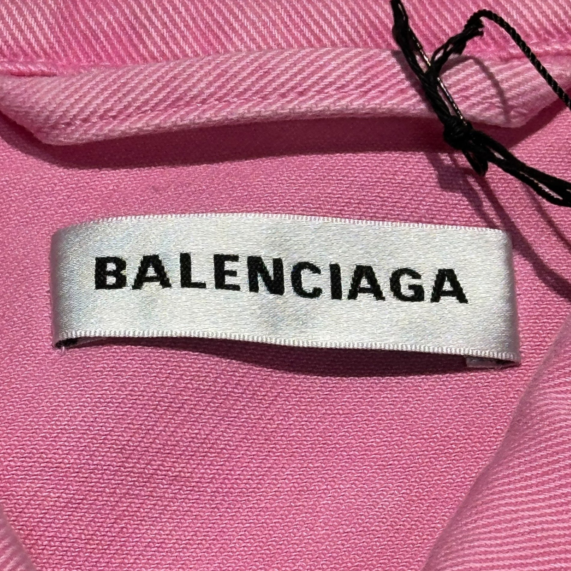 BALENCIAGA(バレンシアガ) 21SS Front Logo Dyed Pink Denim Jacket フロント ロゴ 後染め ピンク デニム ジャケット 594386 TEW37 32 ピンク×ブラック