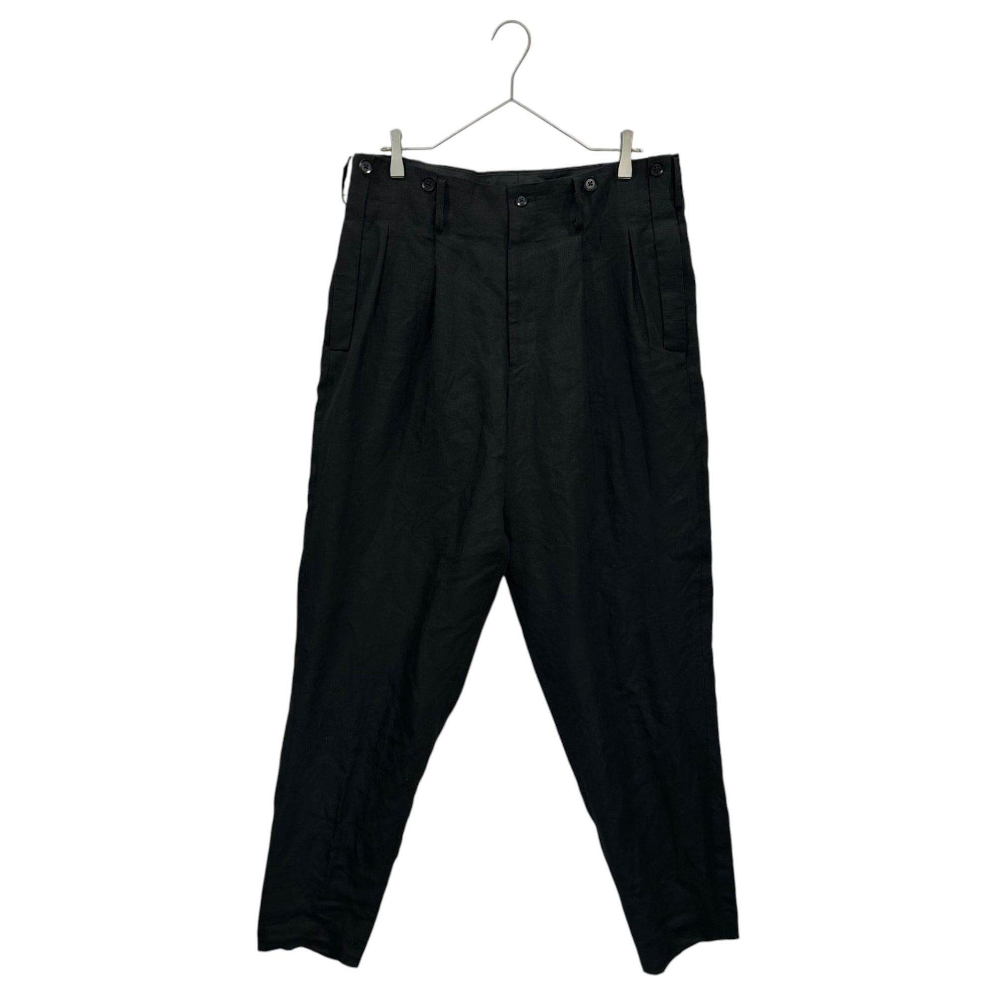 YOHJI YAMAMOTO POUR HOMME(ヨウジヤマモトプールオム) 22ss Linen 2-Pleat Tapered Trousers リネン 2タック テーパード スラックス HG-P96-303 3 ブラック パンツ