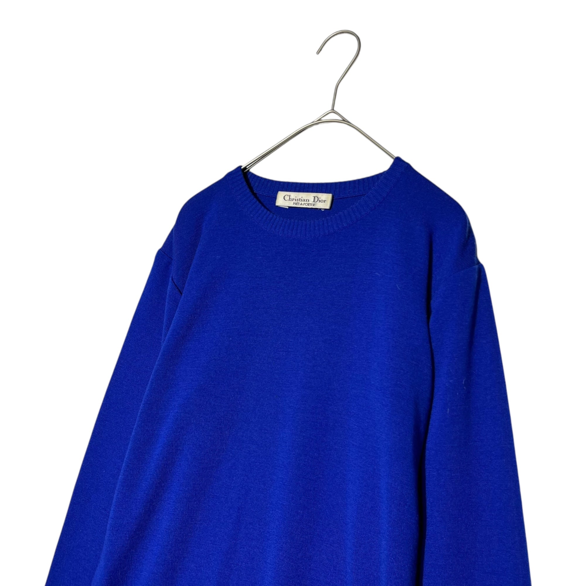 Christian Dior(クリスチャンディオール) 90's~00's Dior Logo embroidery short length wide wool knit ロゴ刺繍 ショート丈 ワイド ウール ニット 0020KW73 表記無し(M程度) ブルー PRET-A-PORTER