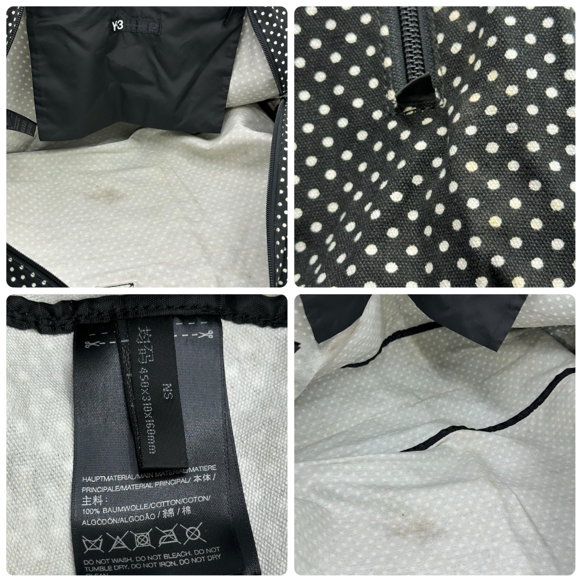 Y-3(ワイスリー) Logo Print Dot Pattern Boston Bag ロゴ プリント ドット柄 ボストン バッグ V87291 ブラック×ホワイト