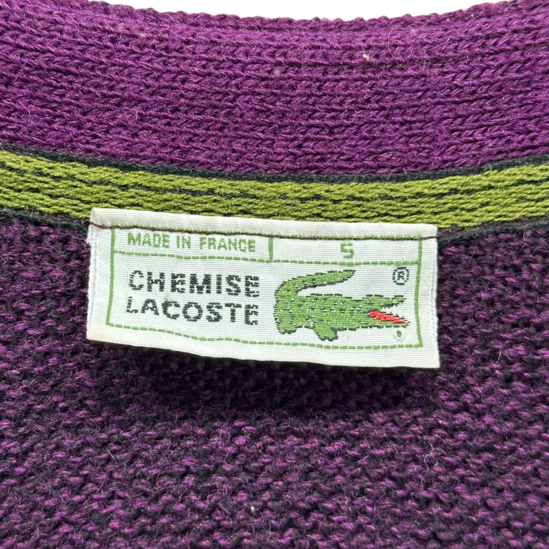 CHEMISE LACOSTE(シェミーズ ラコステ) 70's Wool Long Cardigan 70年代 ウール ロング カーディガン S パープル フランス製