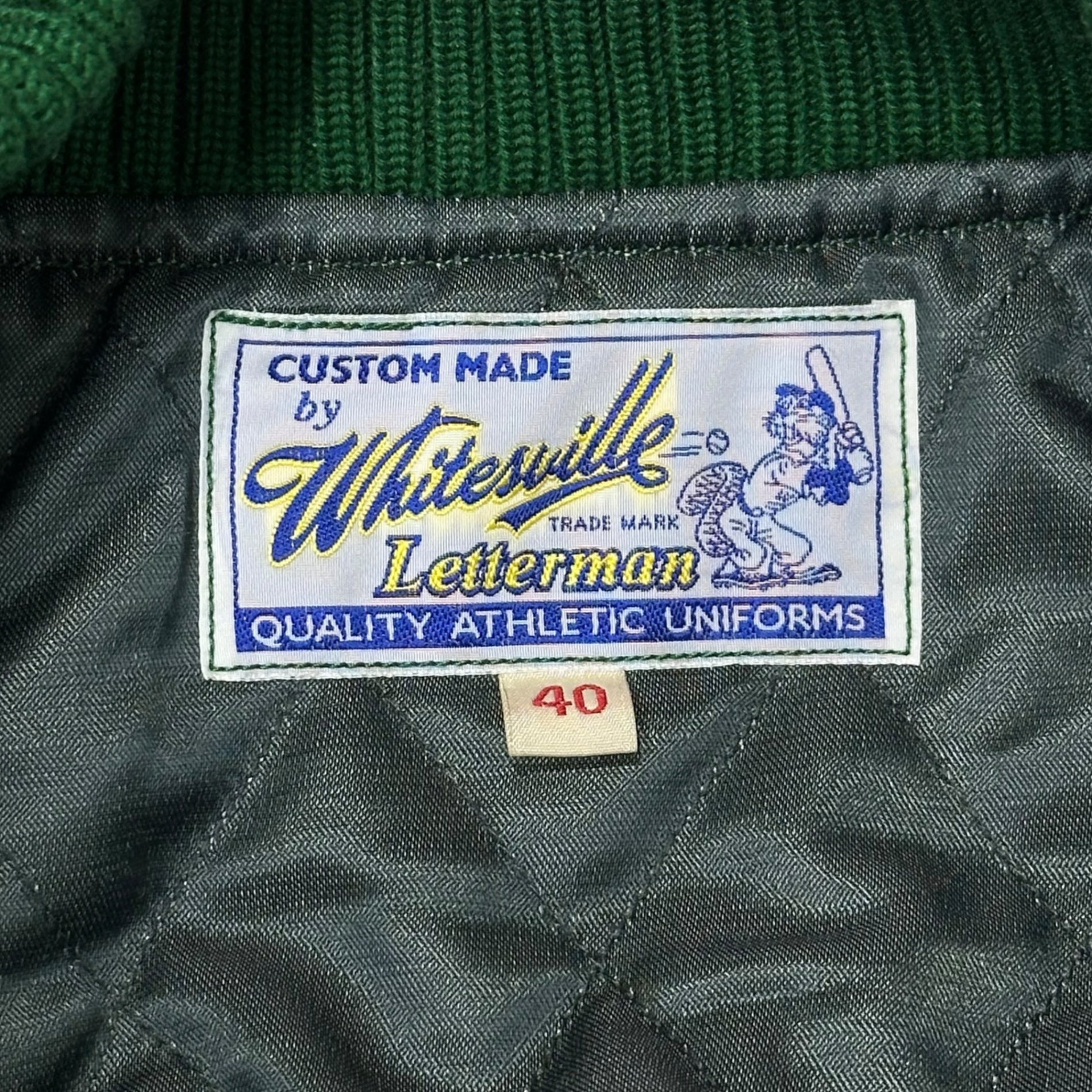 WHITES VILLE(ホワイツビル) 30oz. WOOL MELTON AWARD JACKET 「MAVERICKS」 ウール メルトン アワード ジャケット マーベリックス WV15166 40(L程度) グリーン×グレー スタジャン ジャケット ブルゾン 東洋エンタープライズ