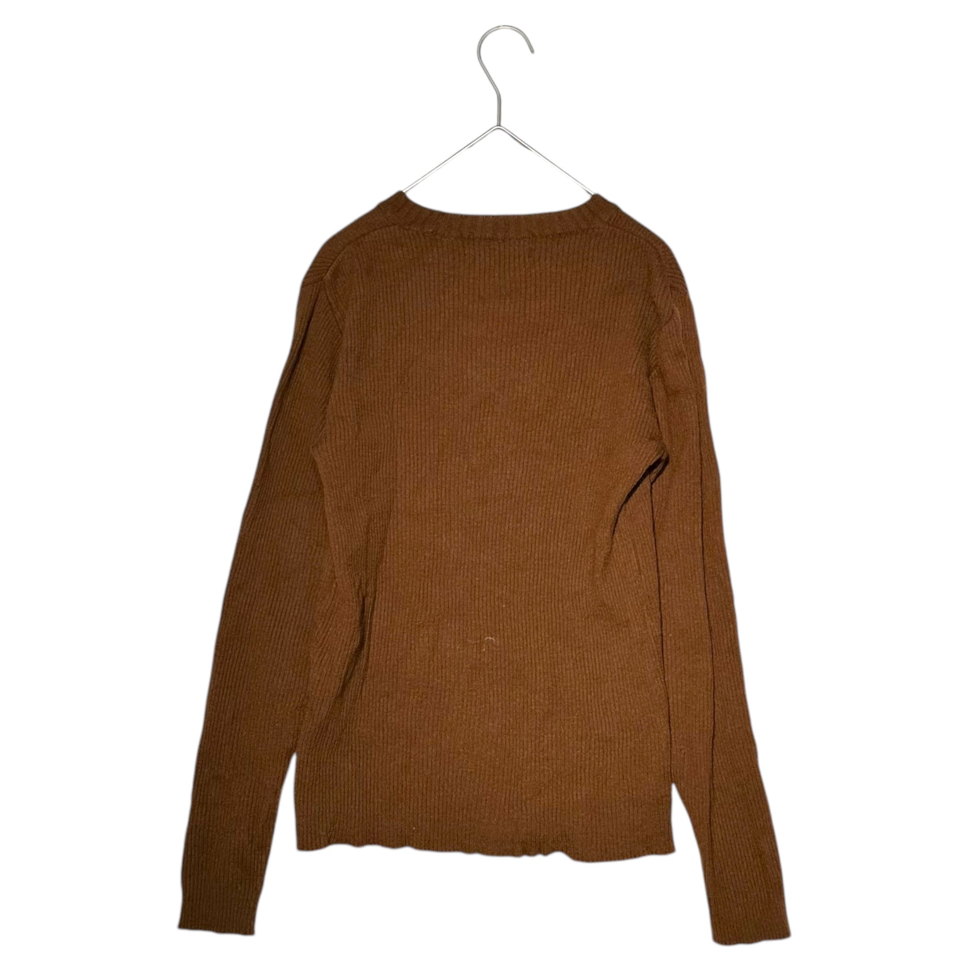 tricot COMME des GARCONS(トリココムデギャルソン) 90AW Wool ribbed crew neck knit ウール リブ クルーネック ニット TN-080040 FREE ブラウン AD1990