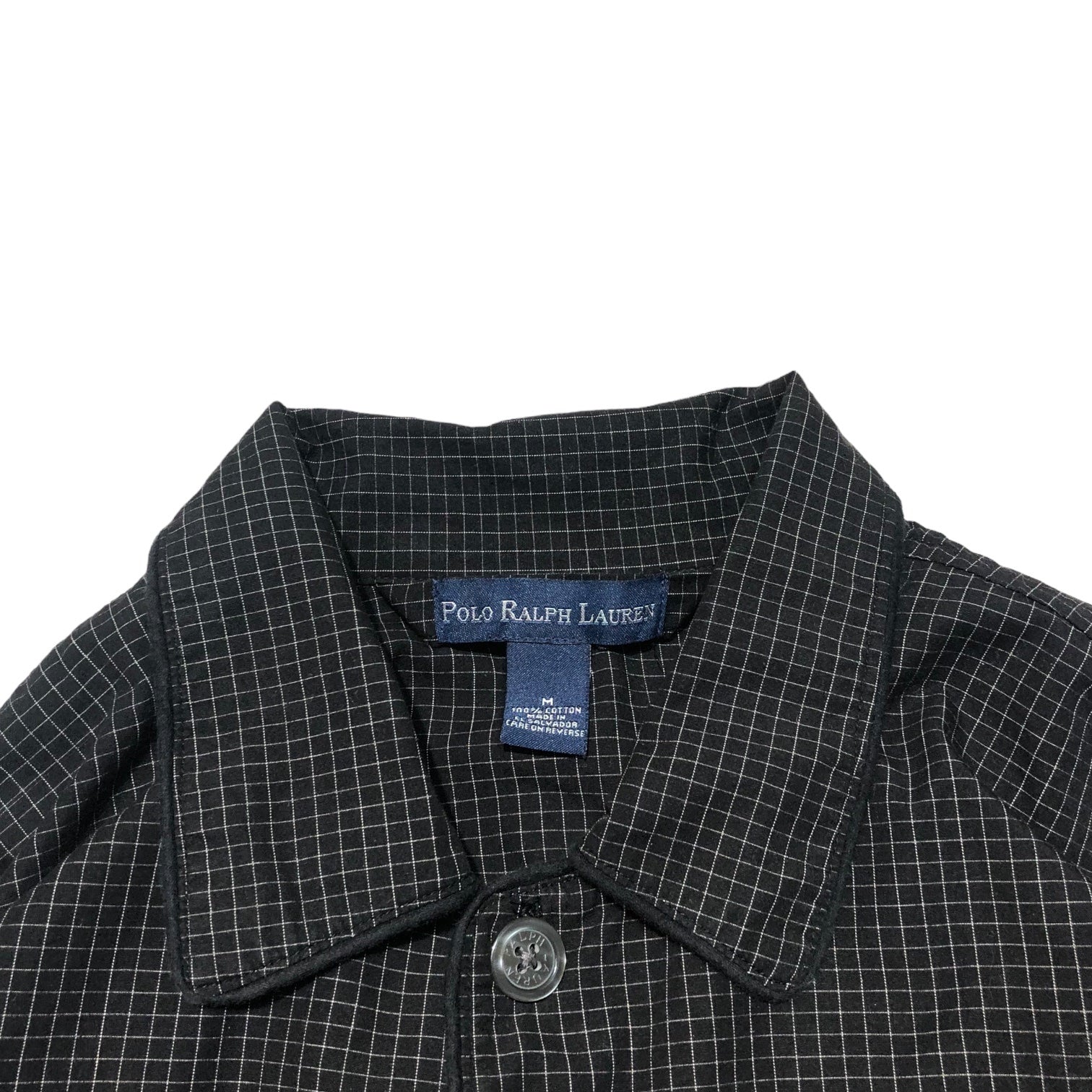 POLO RALPH LAUREN(ポロラルフローレン) 90’s One point logo sleeping shirt ワンポイント ロゴ スリーピング シャツ M ブラック 90年代 チェック ヴィンテージ 長袖 コットン