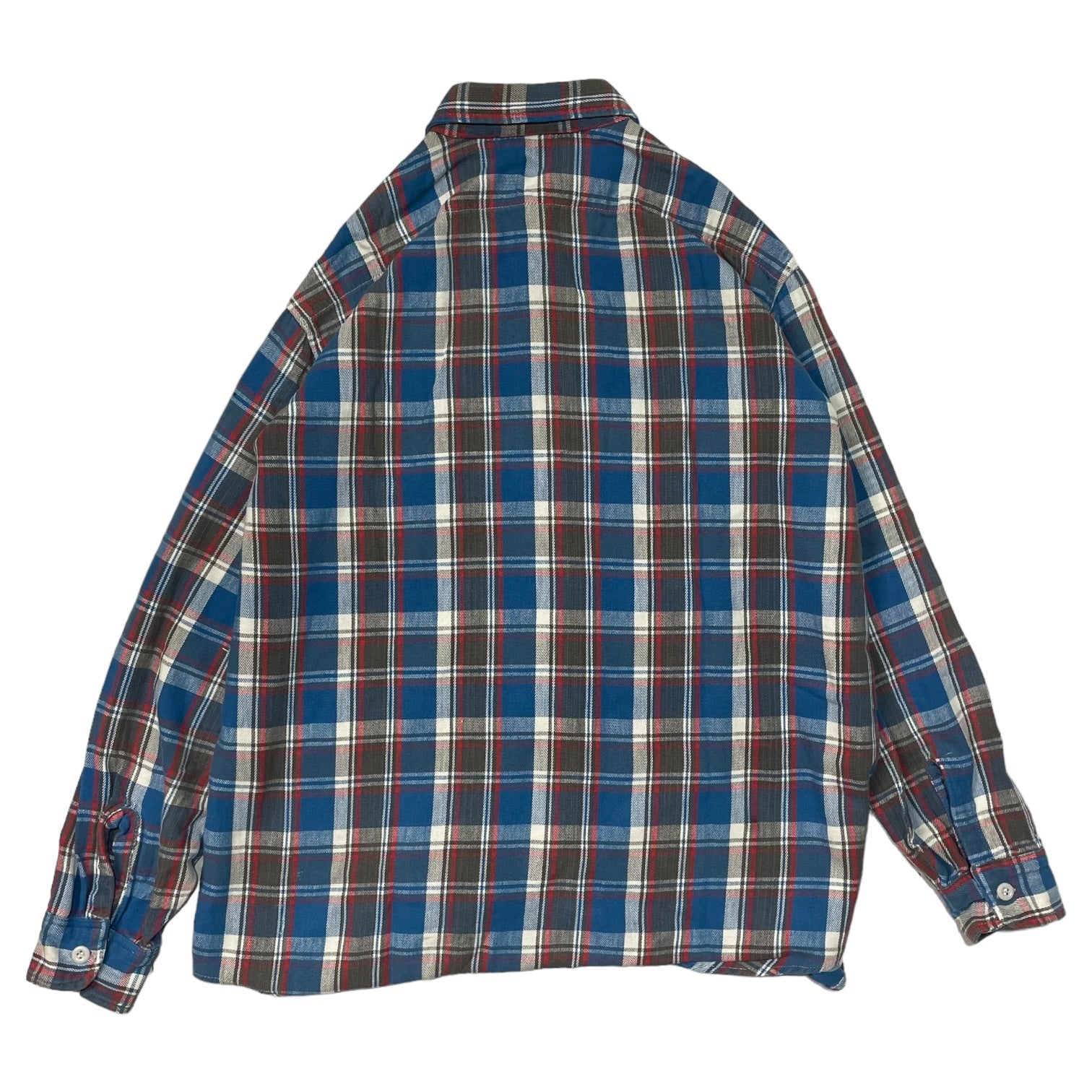 BIGMAC(ビッグマック) 70's cotton check shirt ヴィンテージ コットン チェック シャツ ネルシャツ L TALL ブルー×グレー JCPenney 70年代