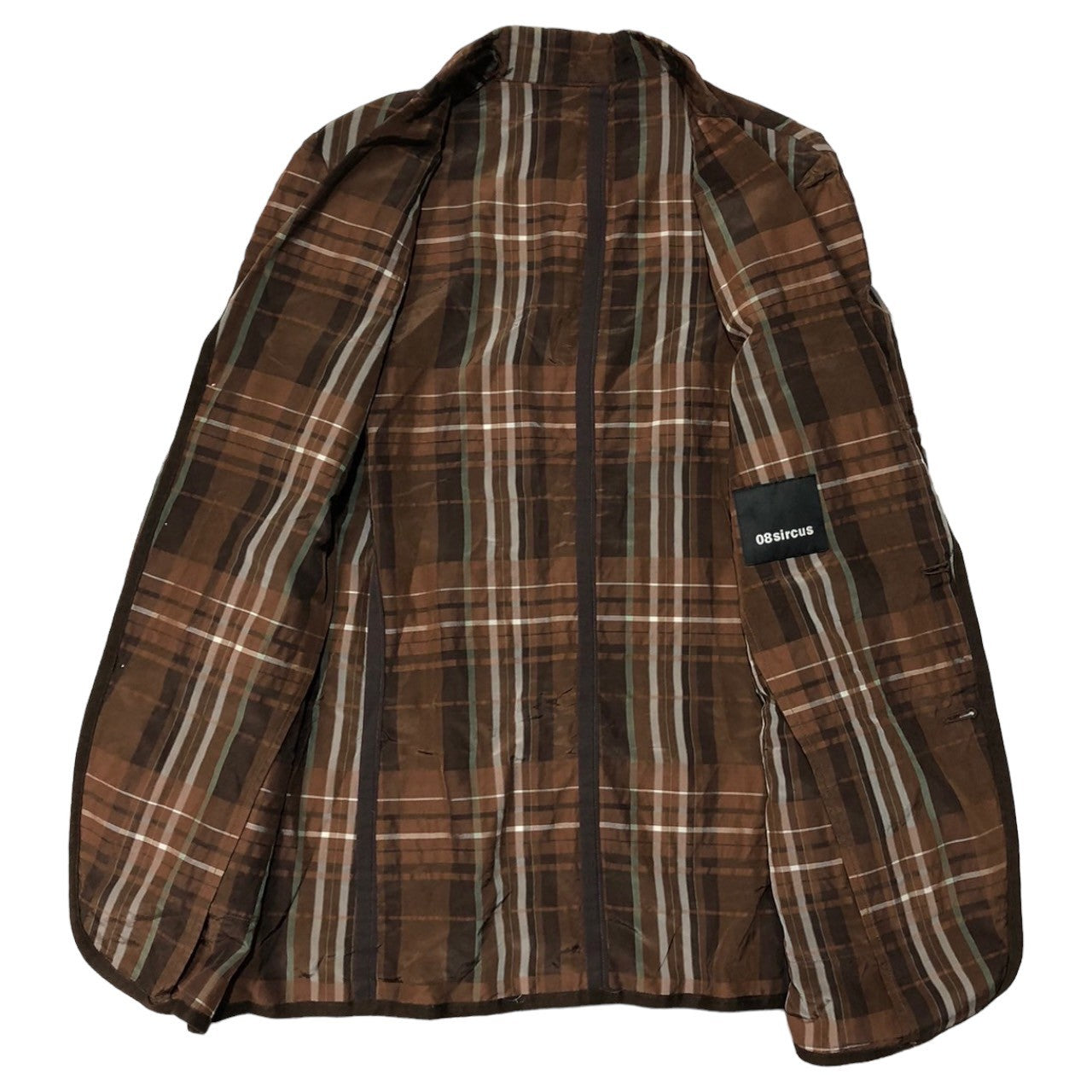 08sircus(08サーカス) 13SS Cupro cotton check jacket キュプラ コットン チェック ジャケット 13SM-JK08 SIZE 1/46 ブラウン