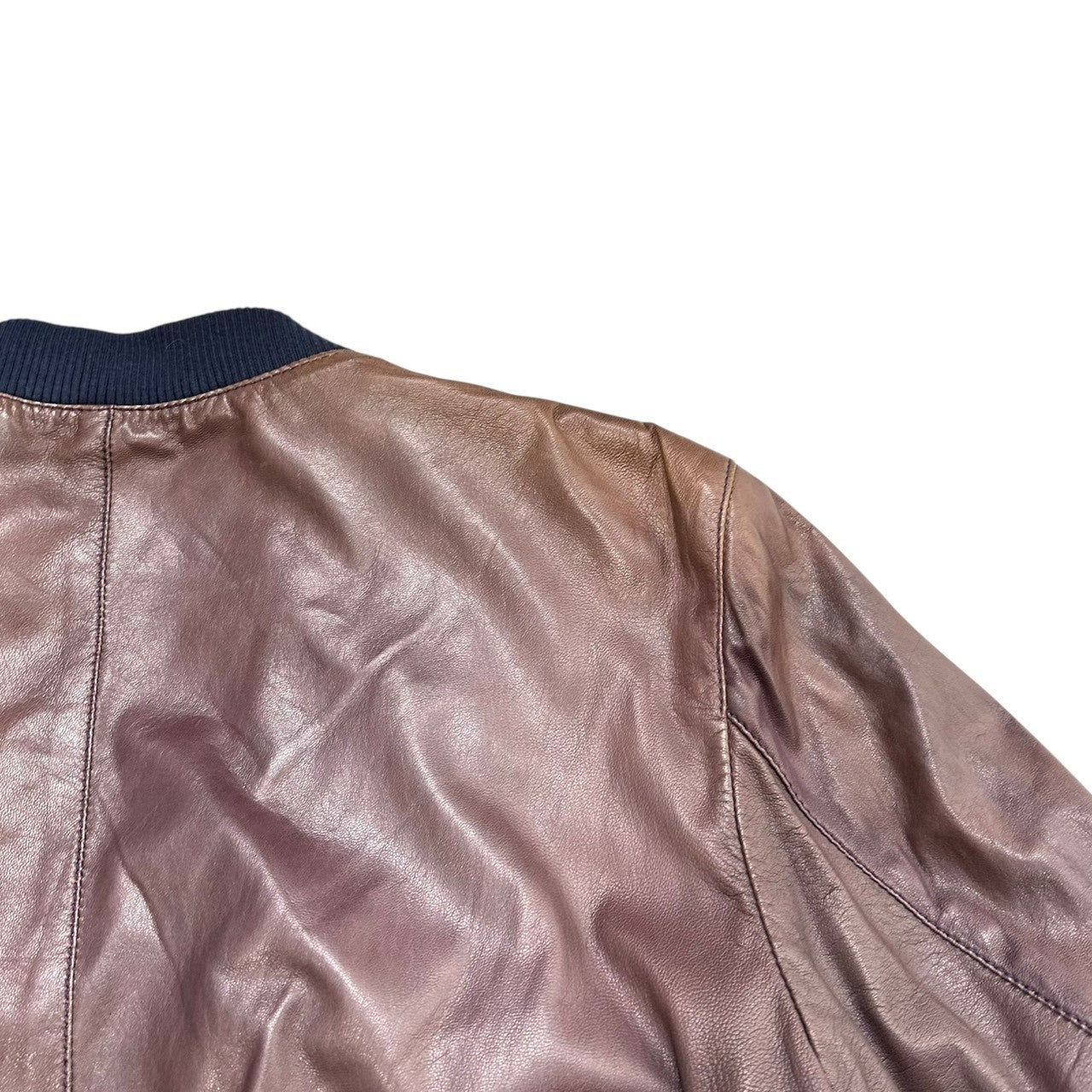 DOLCE&GABBANA(ドルチェ&ガッバーナドルガバ) Black Sheepskin Rib Blouson ブラック シープスキン リブ ブルゾン G9N12L/FULS8 46(S) ブラウン×ネイビー