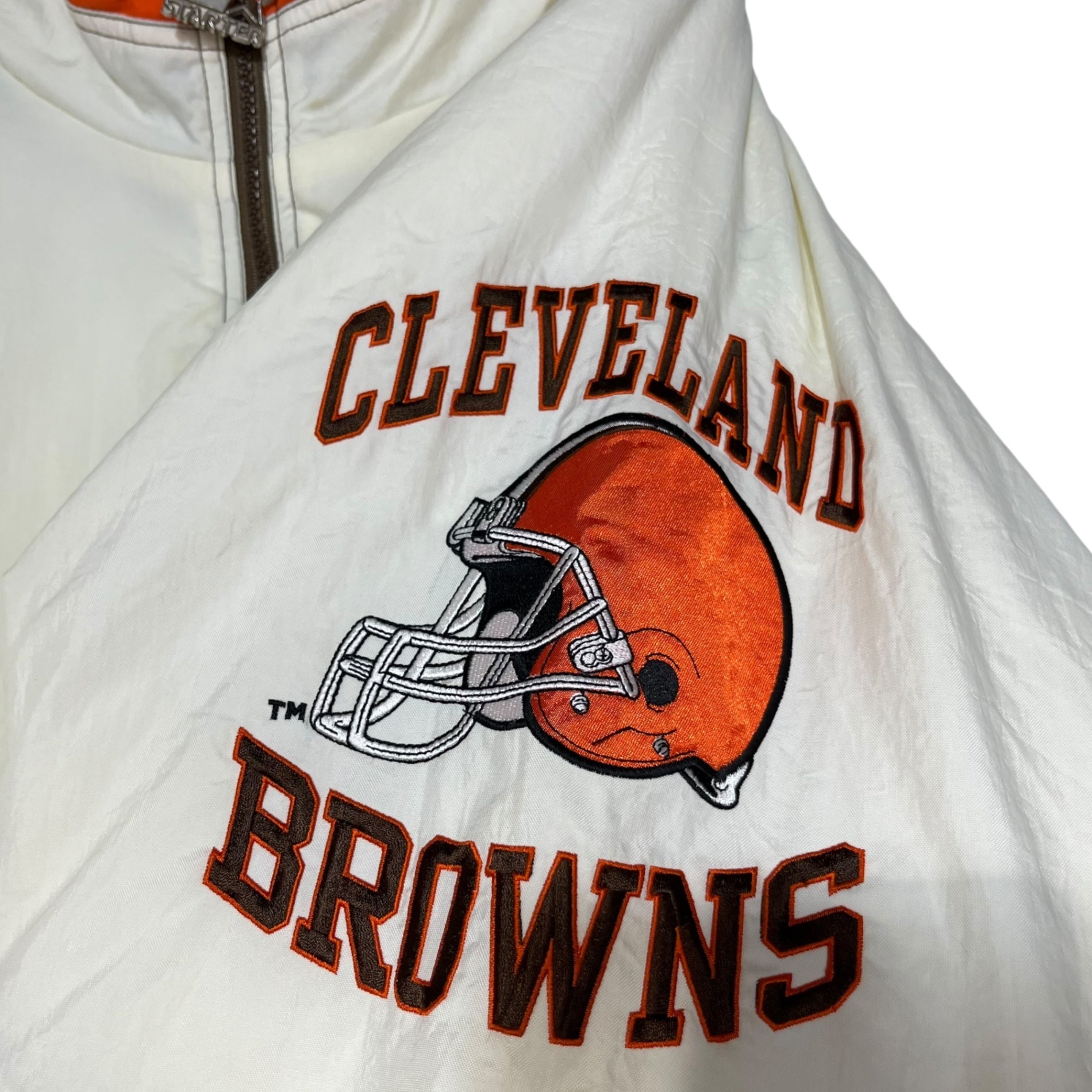 PRO LINE STARTER(プロライン スターター) 90's NFL BROWNS 中綿ジャケット 90年代 XL ホワイト×ブラウン