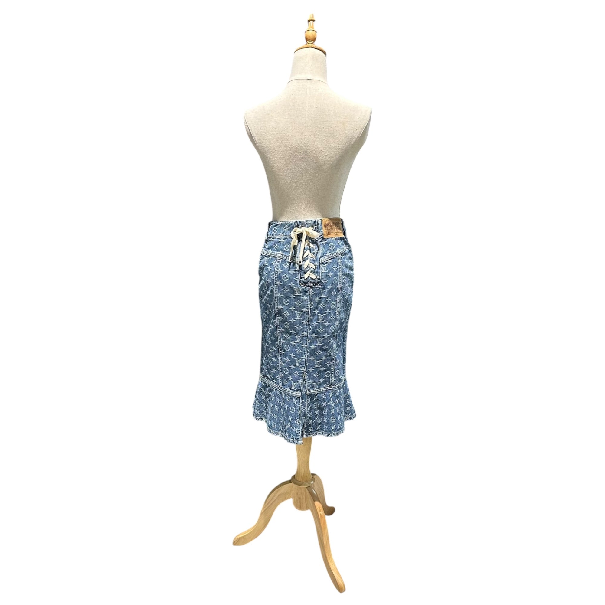 LOUIS VUITTON(ルイヴィトン) Monogram Denim Mermaid Skirt モノグラム デニム マーメード スカート RW072W WLSK02CF7 36 インディゴ ボタン