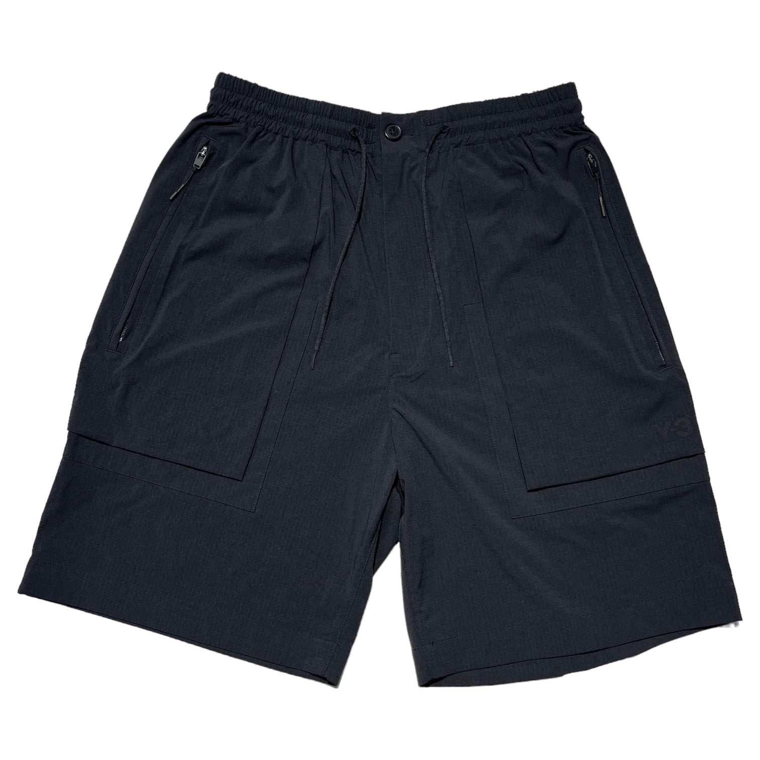 Y-3(ワイスリー) 22SS Stretch nylon ripstop wide shorts ストレッチ ナイロン リップストップ ワイド  ショート パンツ HG8598 XS ブラック ハーフ ショーツ