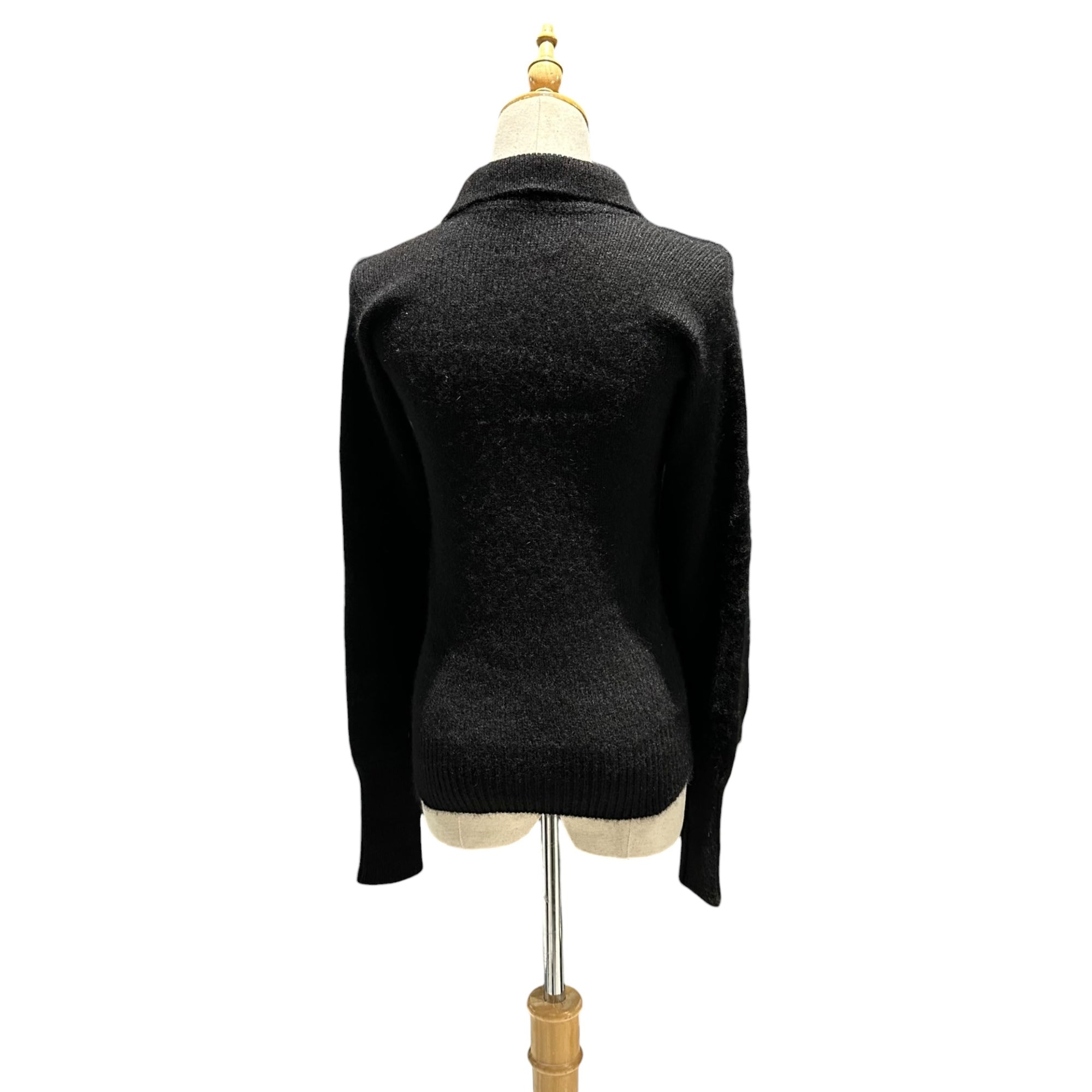 CHANEL(シャネル) 1996AW Coco Button Cashmere Collared Sweater ココボタン カシミア 襟付き ニット P08765V00321 36 ブラック×ホワイト B0841 90s ヴィンテージ