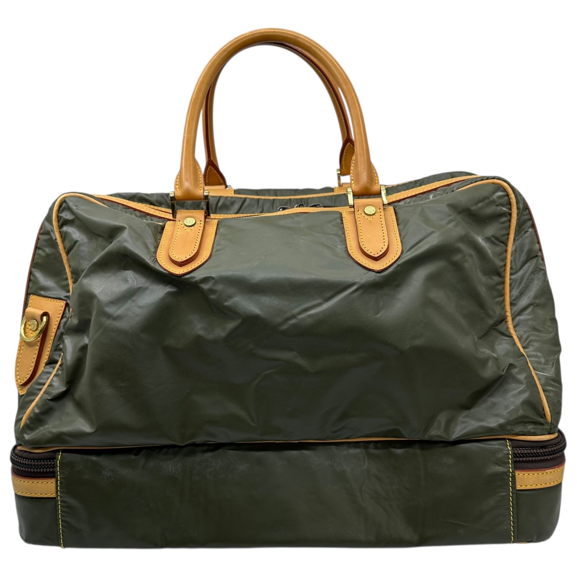 HUNTING WORLD(ハンティングワールド) 2WAY Batchu Cross Boston Bag 2WAY バチュークロス ゴルフ ボストン バッグ オリーブ×ベージュ レザー ショルダー