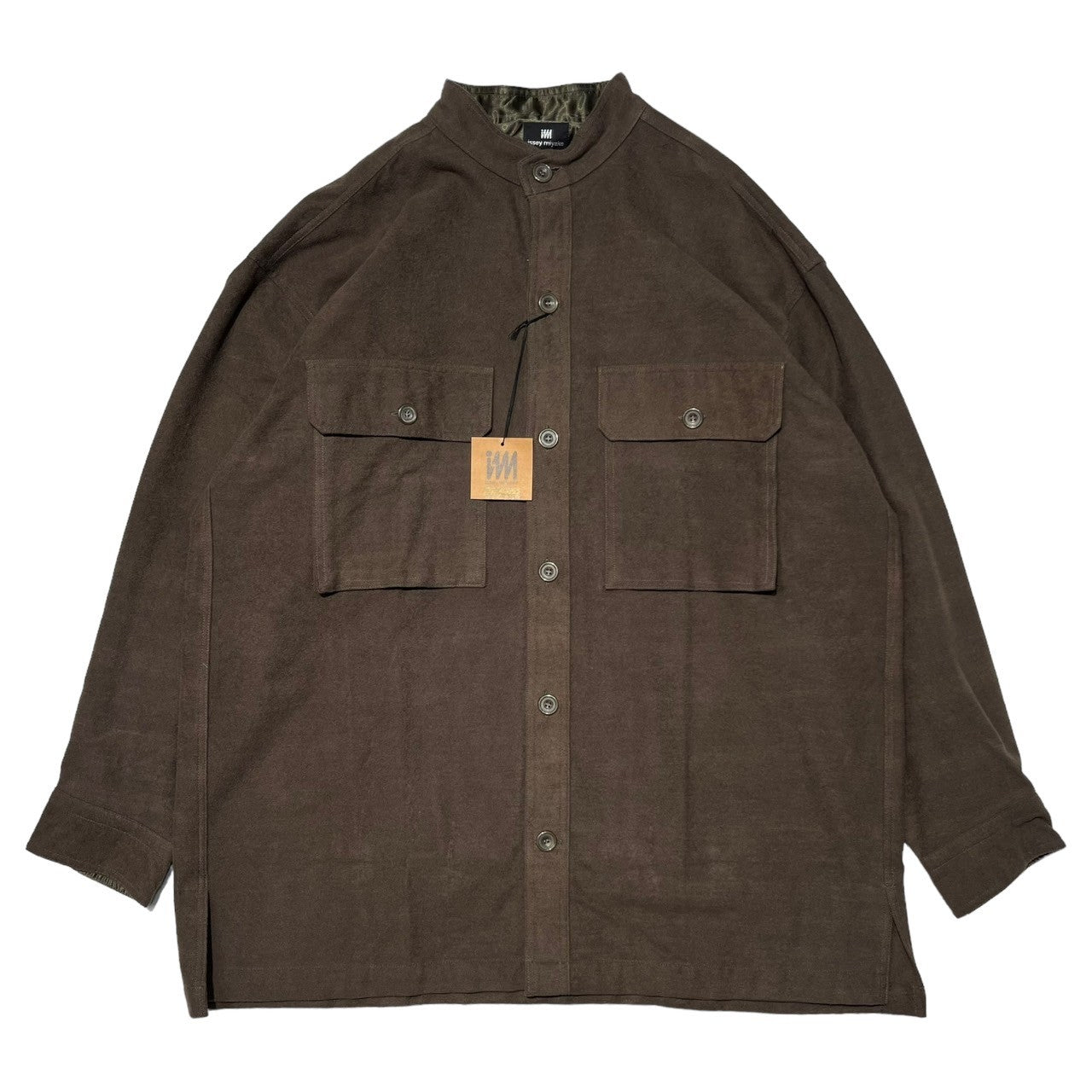 ISSEY MIYAKE(イッセイミヤケ) 80's ~ 90's Heavyweight cotton band collar flannel shirt ヘビー ウェイト バンドカラー コットン フランネル シャツ ハミルトン社製 I61733-B M ブラウン イッセイミヤケ