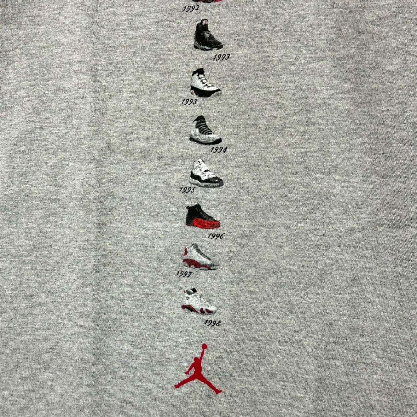 NIKE(ナイキ) 90's 14 YEAR AIR JORDAN Tee 歴代 エアジョーダン Tシャツ 133408-050 L グレー 90年代 ヴィンテージ デッドストック