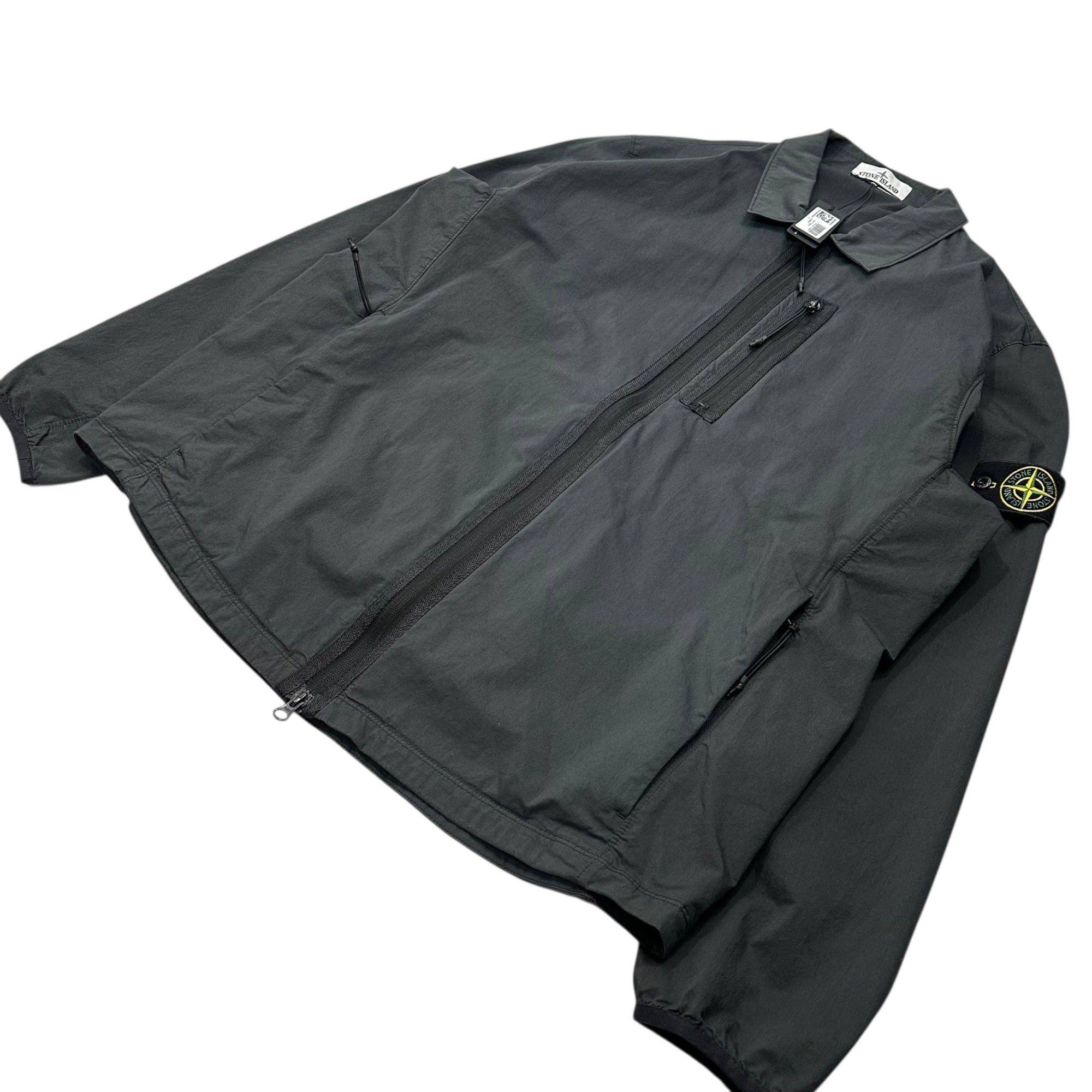 STONE ISLAND(ストーンアイランド) 24AW Bi-Stretch Cotton Nylon Twill Over Shirt ストレッチ コットン ナイロン ツイル オーバー シャツ 811511311 XXL チャコールグレー