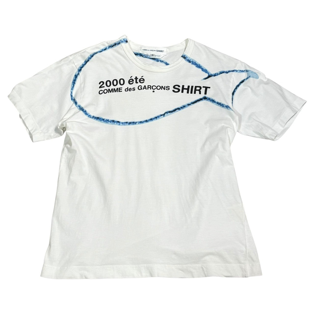 COMME des GARCONS SHIRT(コムデギャルソンシャツ) Front Logo Crew Neck T-Shirt フロント ロゴ クルーネック Tシャツ S ホワイト×ブルー