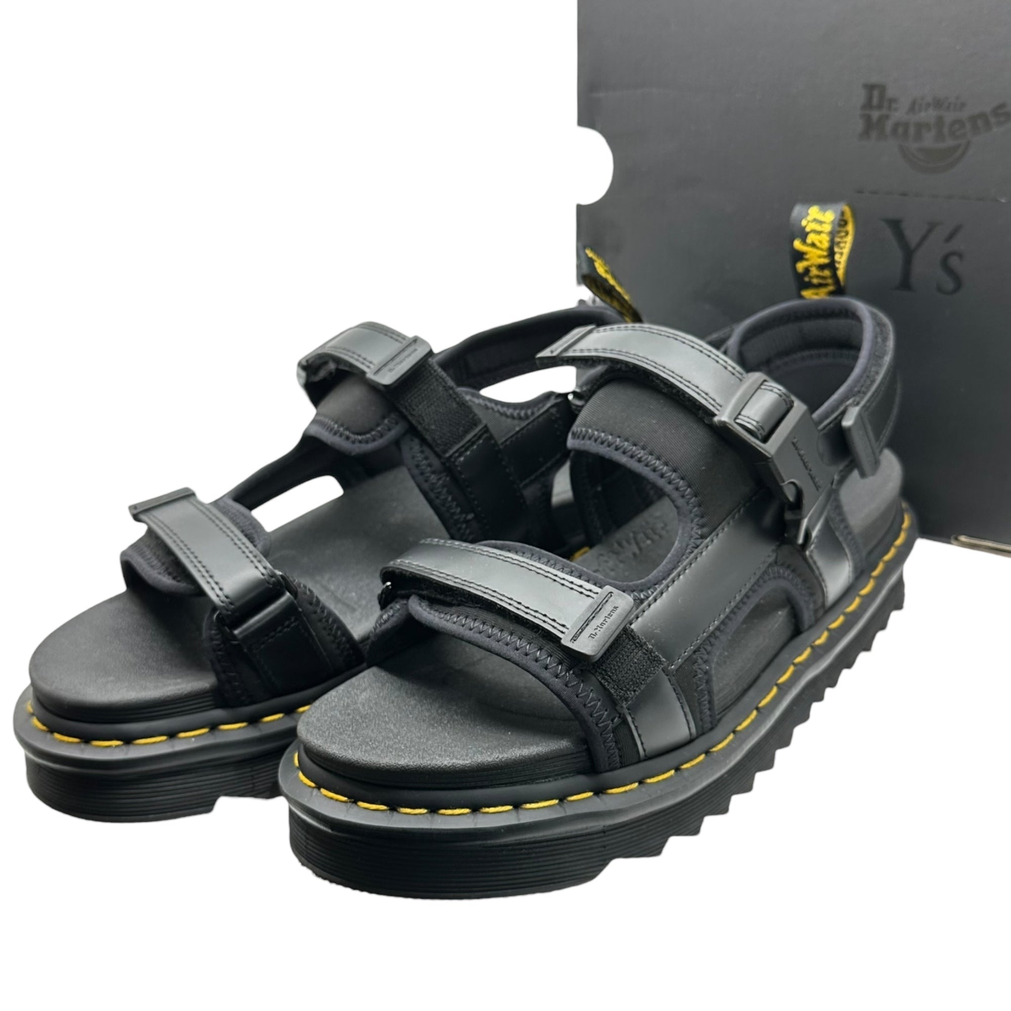 DR.MARTENS×Y's(ドクターマーチン×ワイズ) FORSTER ZEB Y's フォースター シャークソール レザー ストラップ サンダル YW-E01-700 Men's US9(27cm) ブラック コラボ