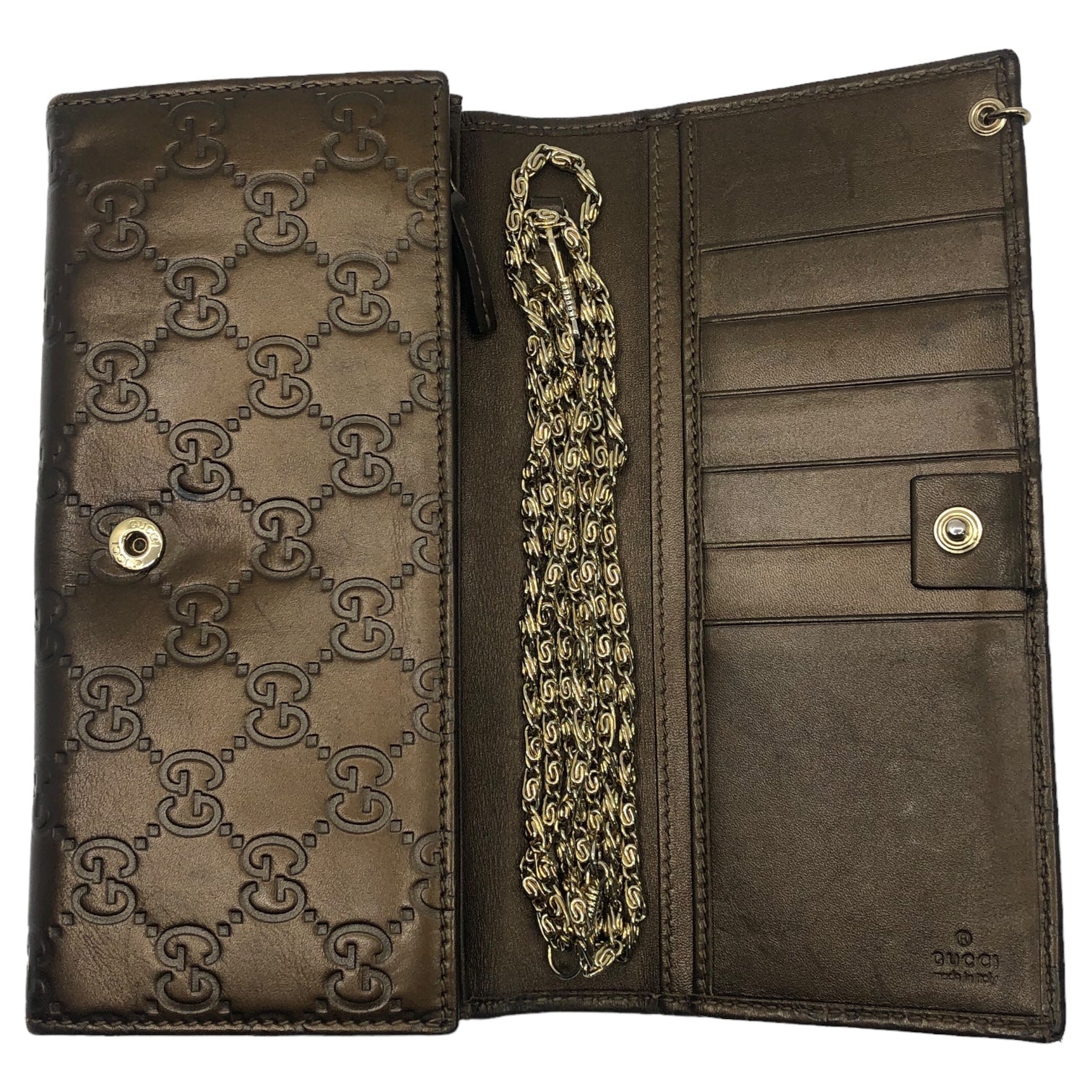 GUCCI(グッチ) 2WAY GGインプリメ ウォレット チェーンウォレット 長財布 ショルダーバッグ 224262-3661 メタリック ブラウン