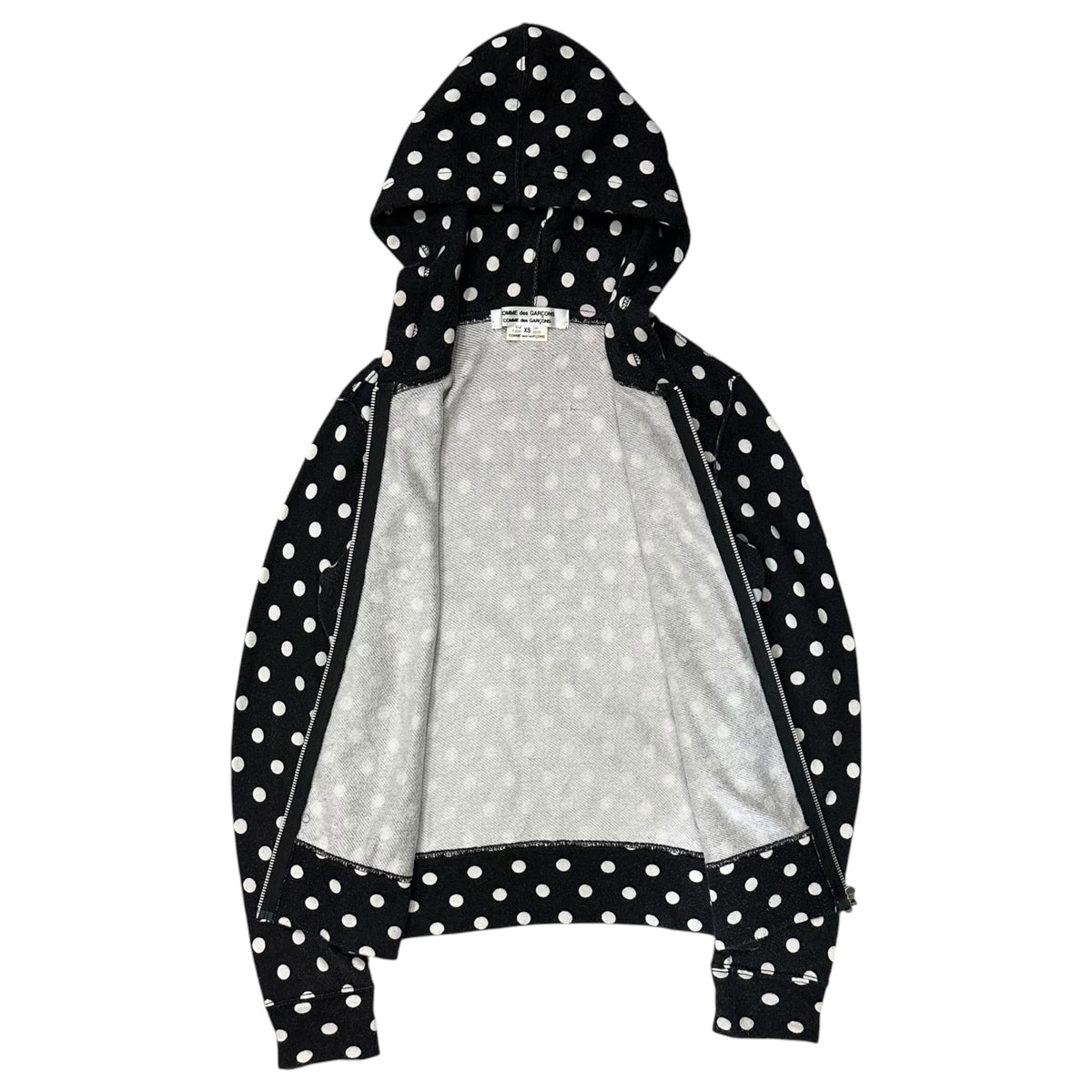 COMME des GARCONS COMME des GARCONS(コムデギャルソンコムデギャルソン) 2012AW Polka-dot Zip-up Hoodie ドット柄 ジップアップ パーカー RJ-T028 XS ブラック×ホワイト AD2012