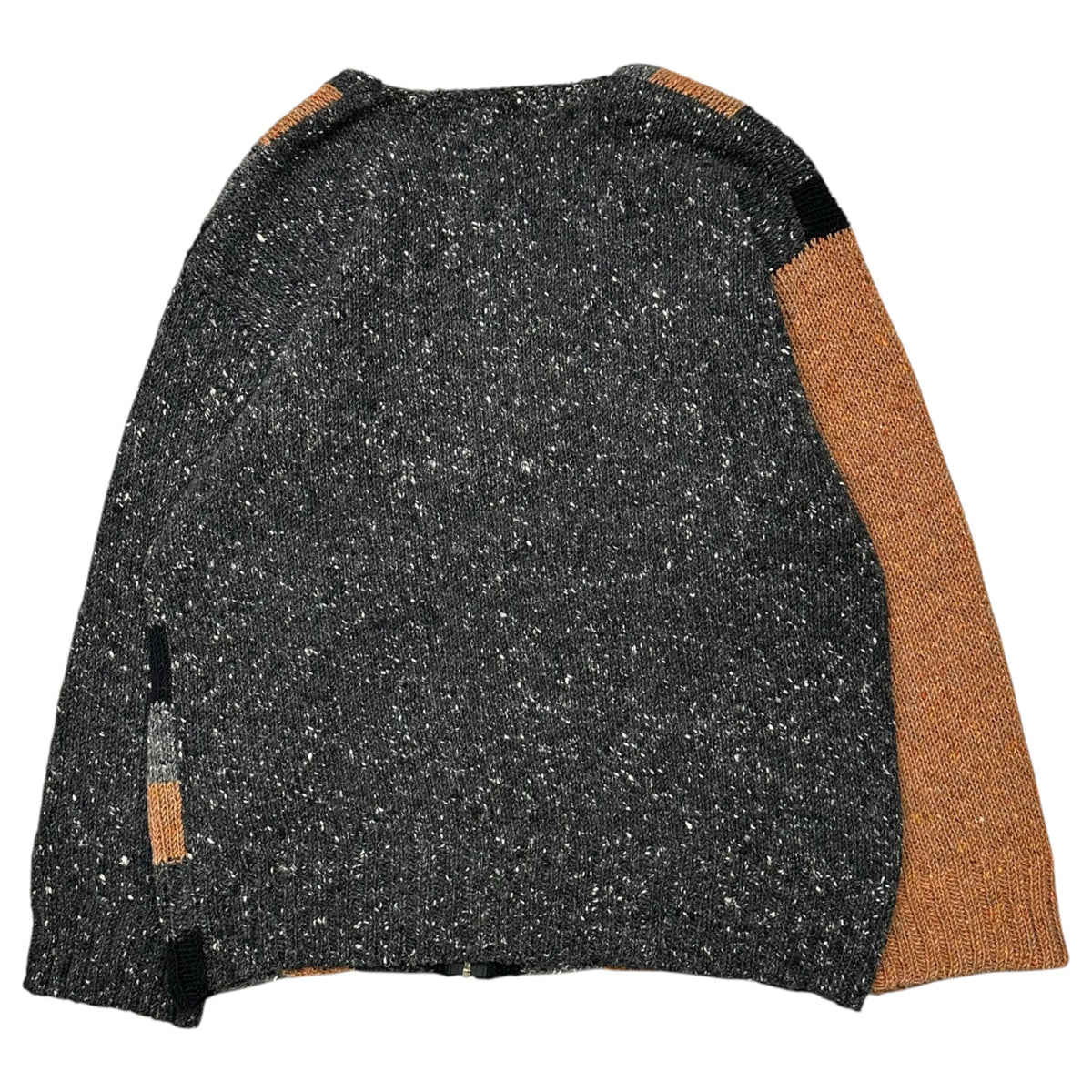 COMME des GARCONS HOMME(コムデギャルソンオム) 1997AW Checked zip-up knit cardigan ブロック チェック ジップ ニット カーディガン 表記無(FREE) オレンジ×グレー×ブラック 90's 90年代 ウール 田中オム