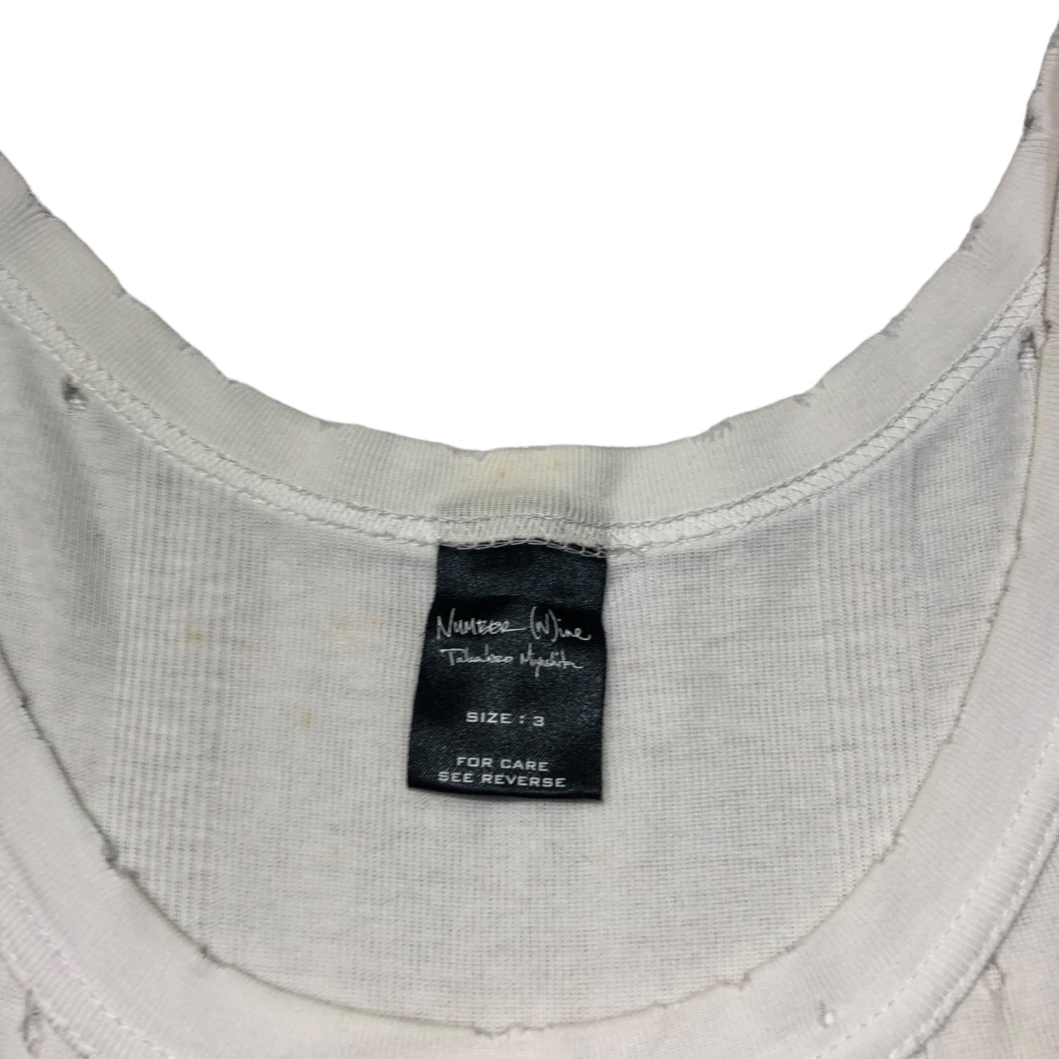 NUMBER (N)INE(ナンバーナイン) 00's Damage processing Tank top ダメージ加工 タンクトップ SIZE 3(M程度) ホワイト