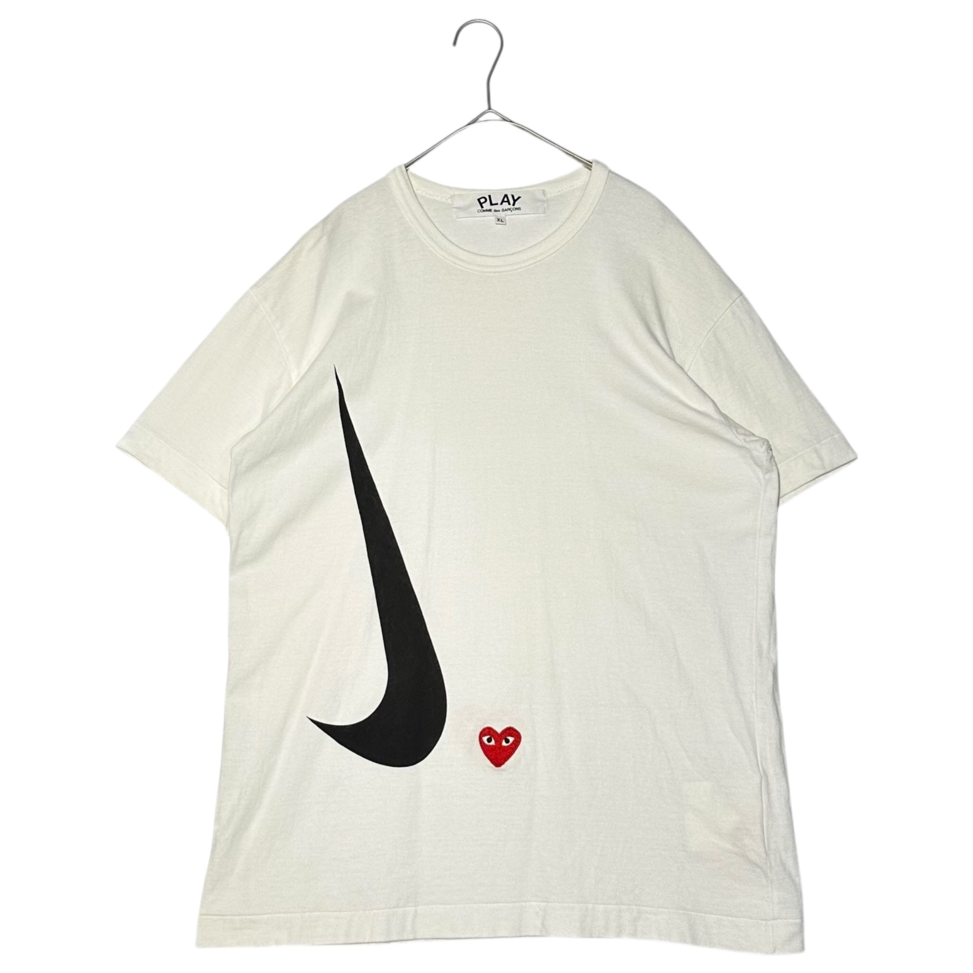 PLAY COMME des GARCONS(プレイコムデギャルソン) NIKE PRINT T-SHIRT ナイキ プリント Tシャツ スウッシュ AE-T402 XL ホワイト AD2021