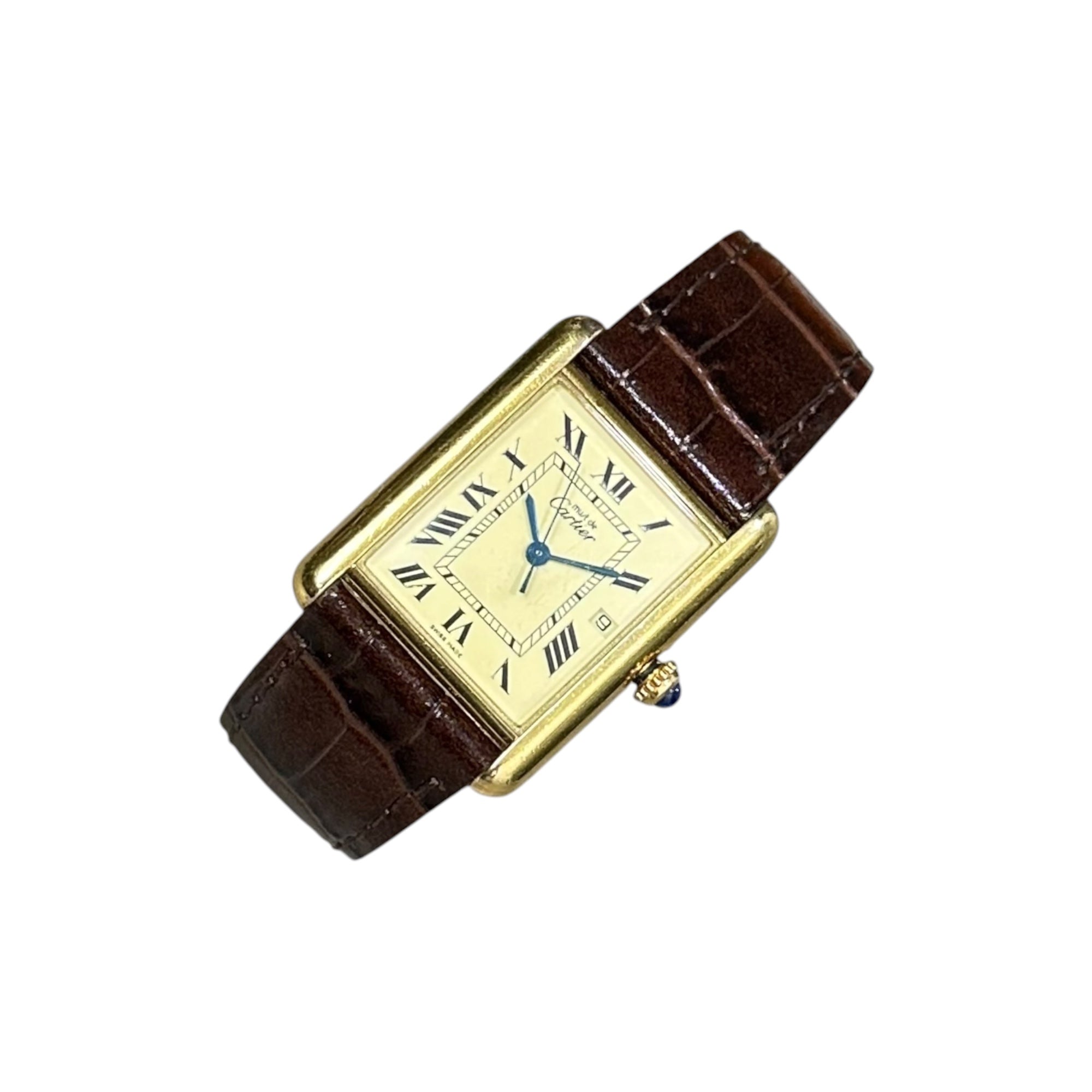 Cartier(カルティエ) 2001's~2002's Must Tank GM Ivory Roman Dial マストタンク クオーツ 腕時計 Ref. 2413 GM(XL) ゴールド 稀少サイズ メンズ着用可 クオーツ