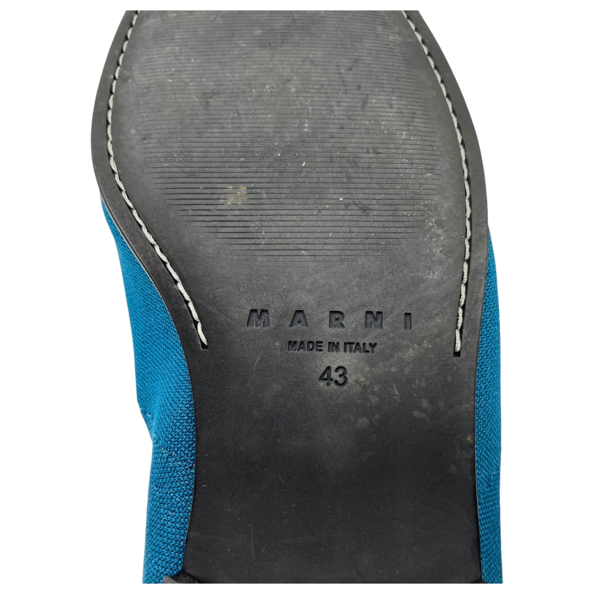 MARNI(マルニ) Trompe l'oeil jacquard knit loafers トロンプルイユ ジャガード ニット ローファー 43(28cm程度) ブルー×ホワイト 箱付