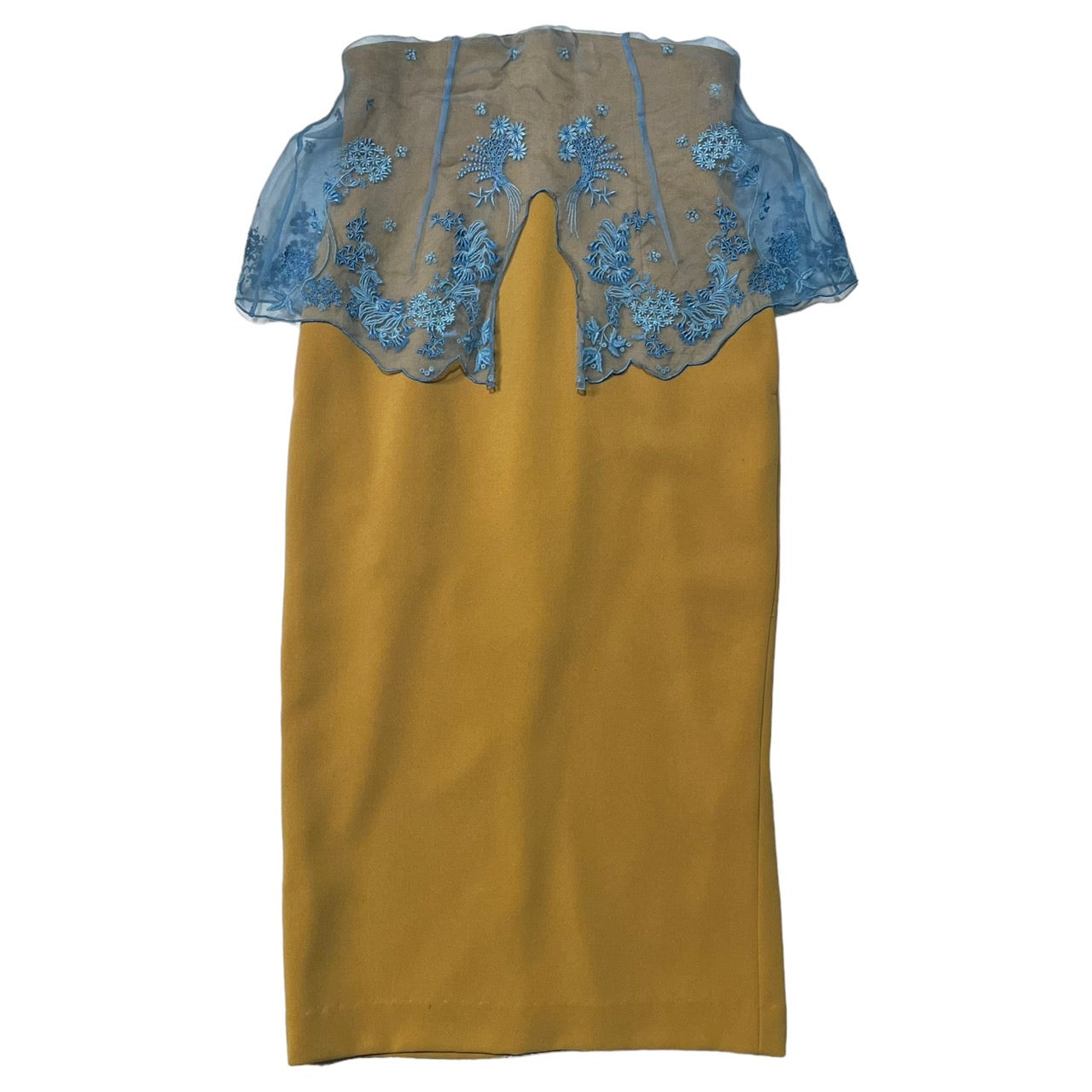 mame kurogouchi(マメクロゴウチ) 18SS LacePeplum Skirt フラワー シルク レース ロング タイト スカート MM18SS-SK001 1(S程度) ブラウン